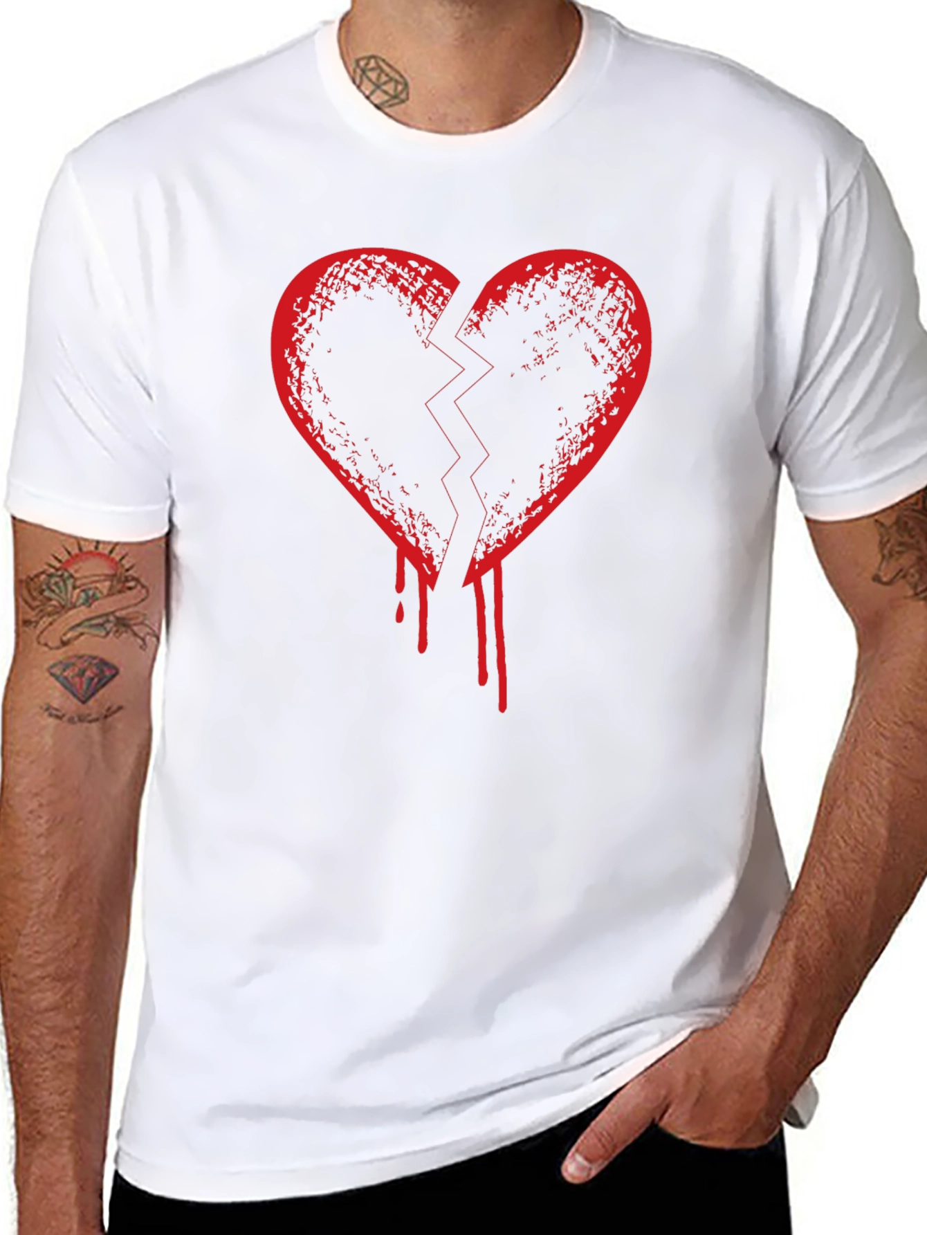 Broken Heart Graphic T-Shirt - Mens Black Tee