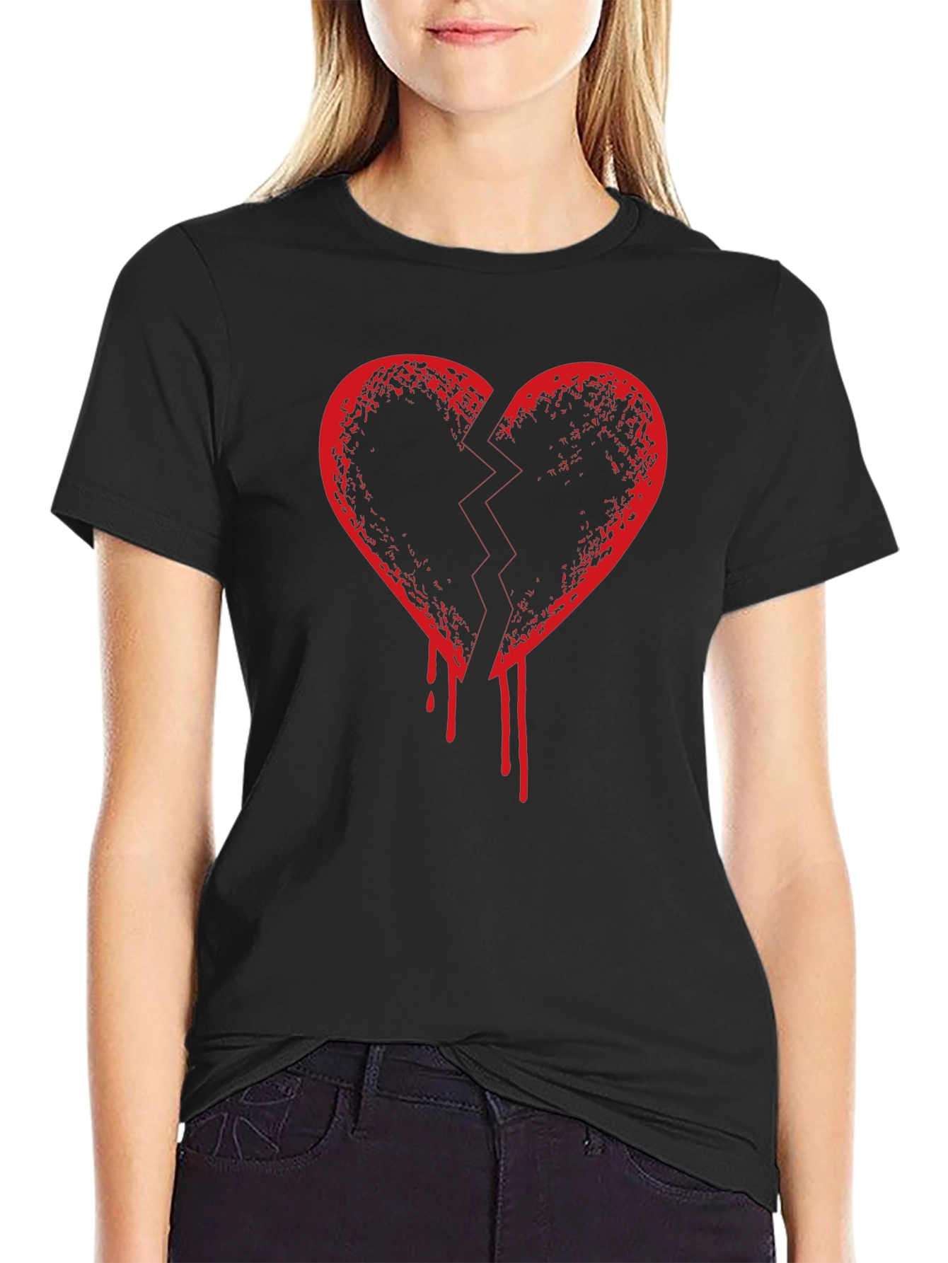 Broken Heart Graphic T-Shirt - Mens Black Tee