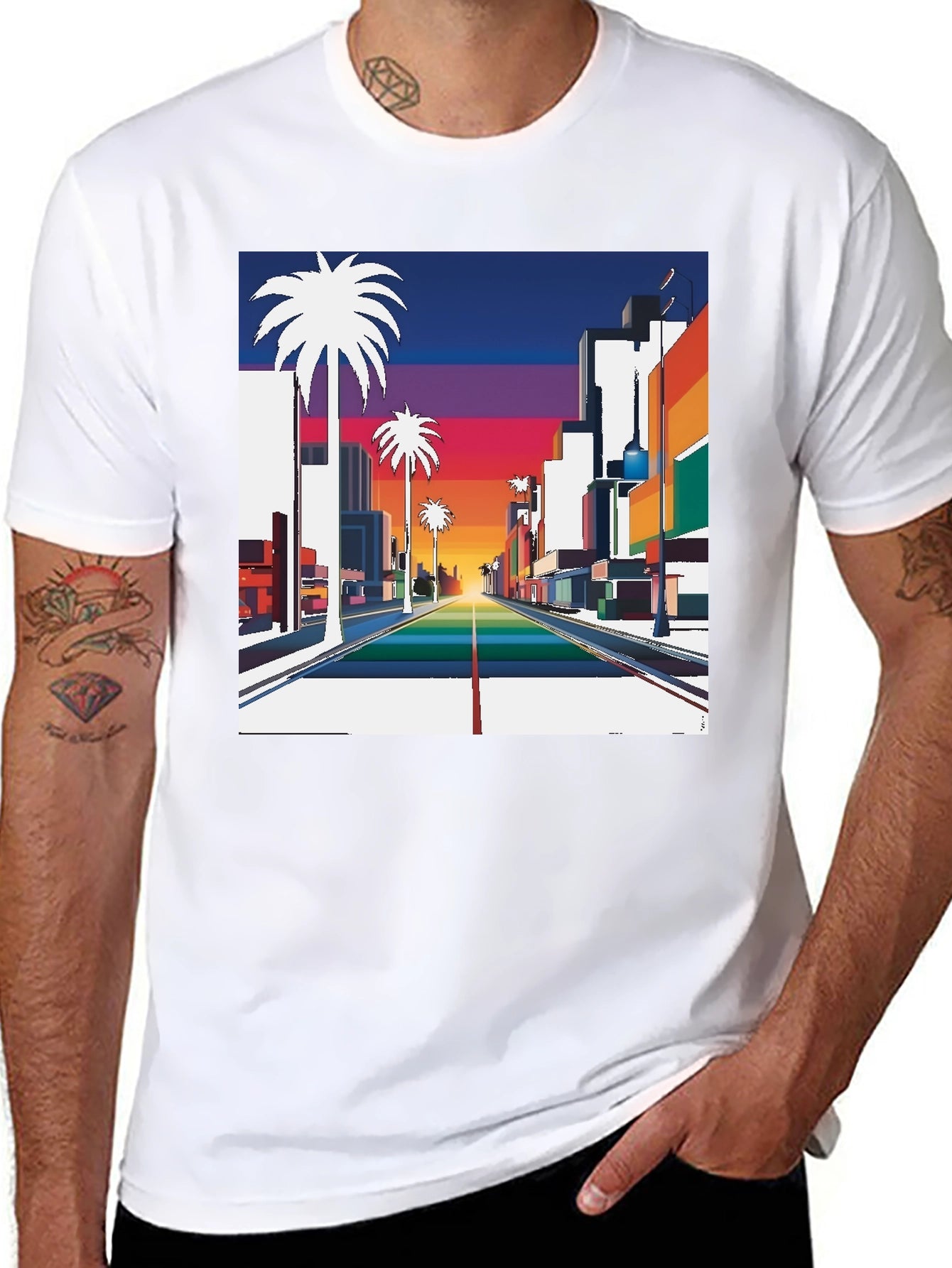Retro Palm Tree Sunset T-Shirt
