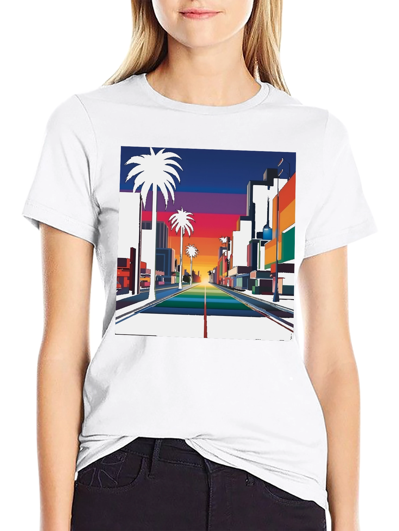 Retro Palm Tree Sunset T-Shirt