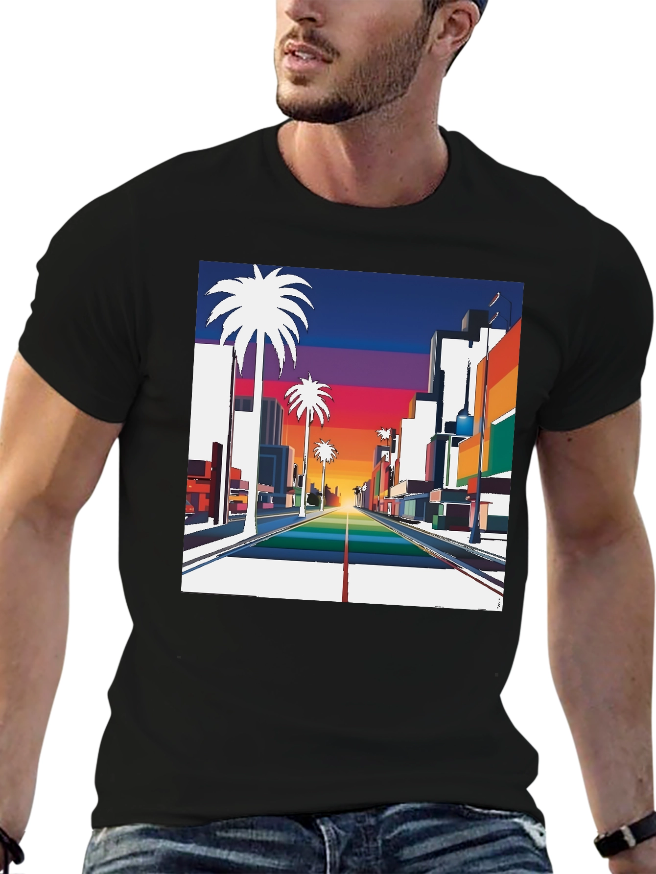 Retro Palm Tree Sunset T-Shirt