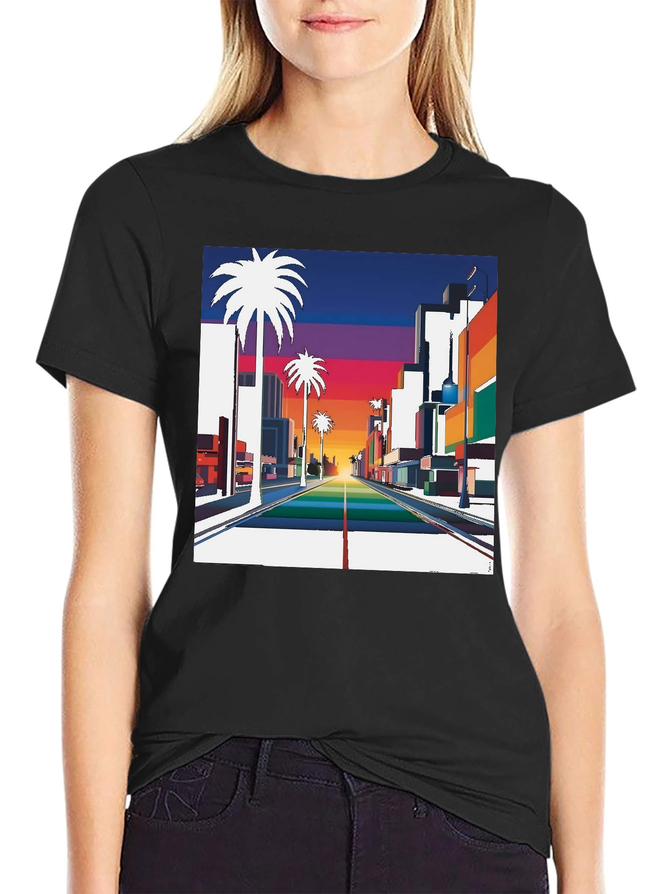 Retro Palm Tree Sunset T-Shirt