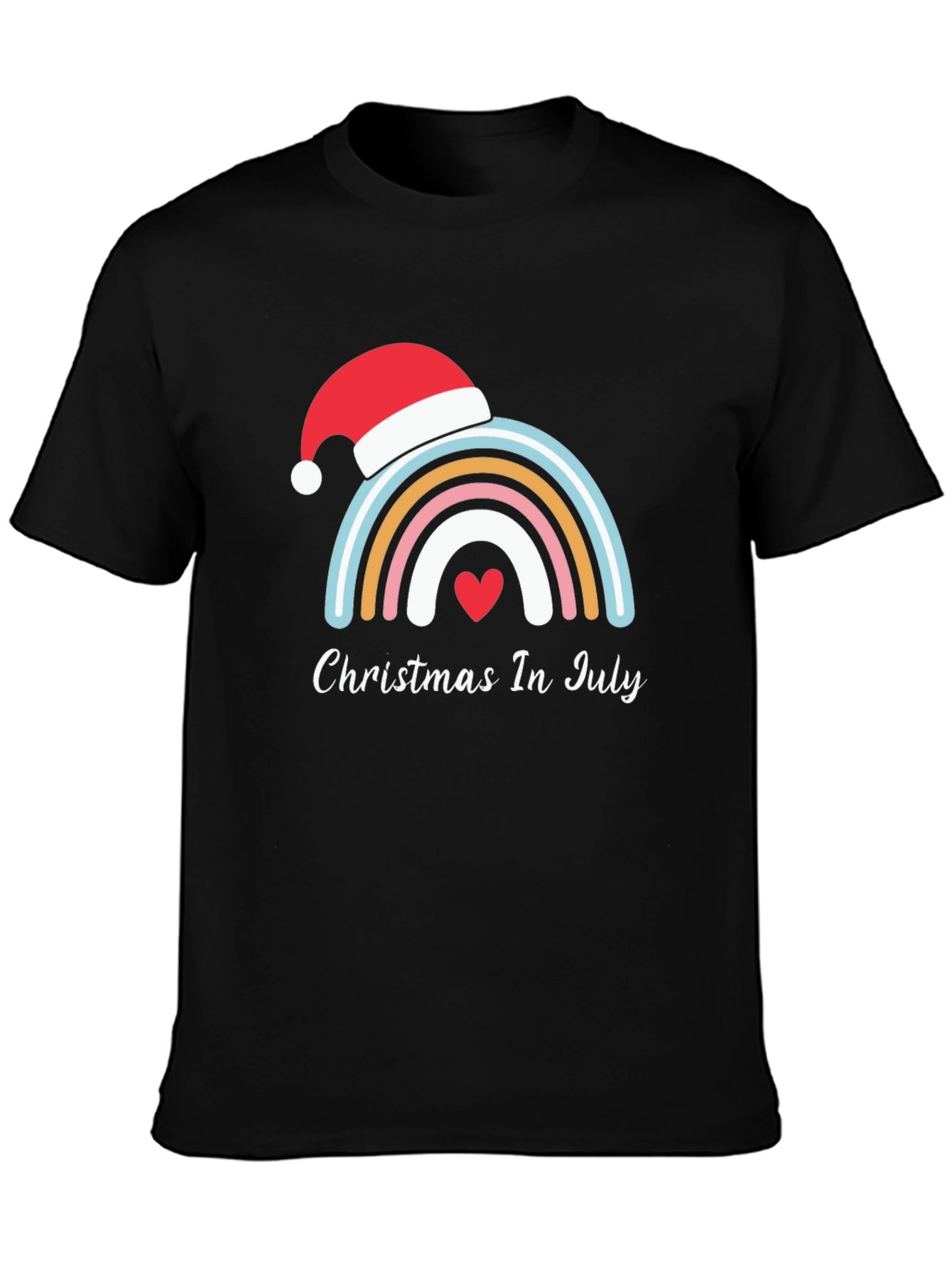 Christmas In July Rainbow Heart T-Shirt