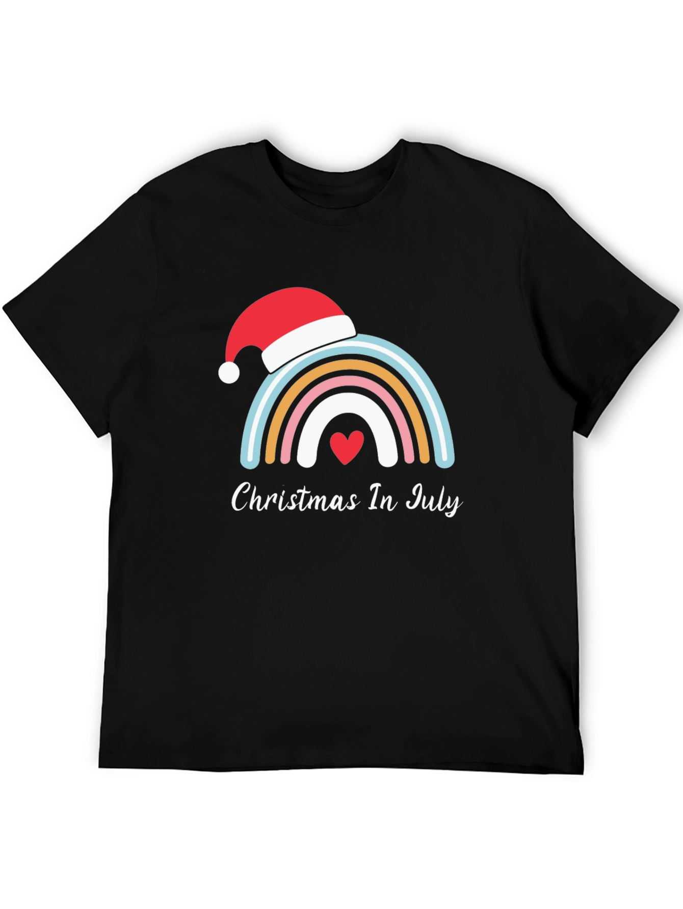 Christmas In July Rainbow Heart T-Shirt