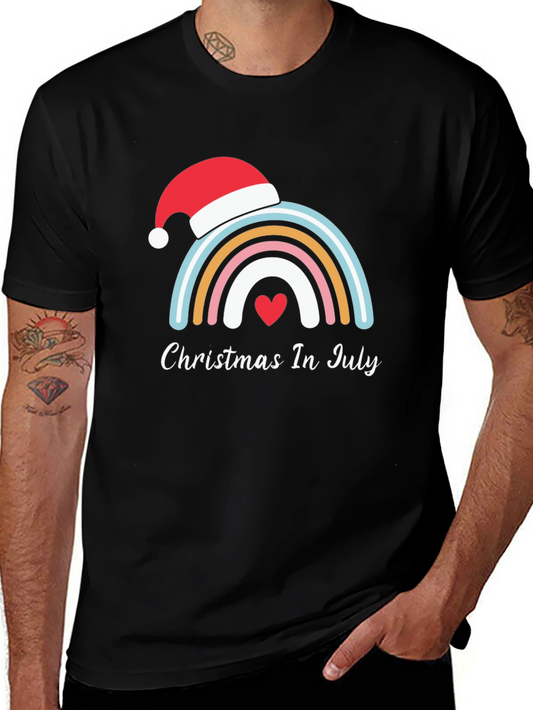 Christmas In July Rainbow Heart T-Shirt