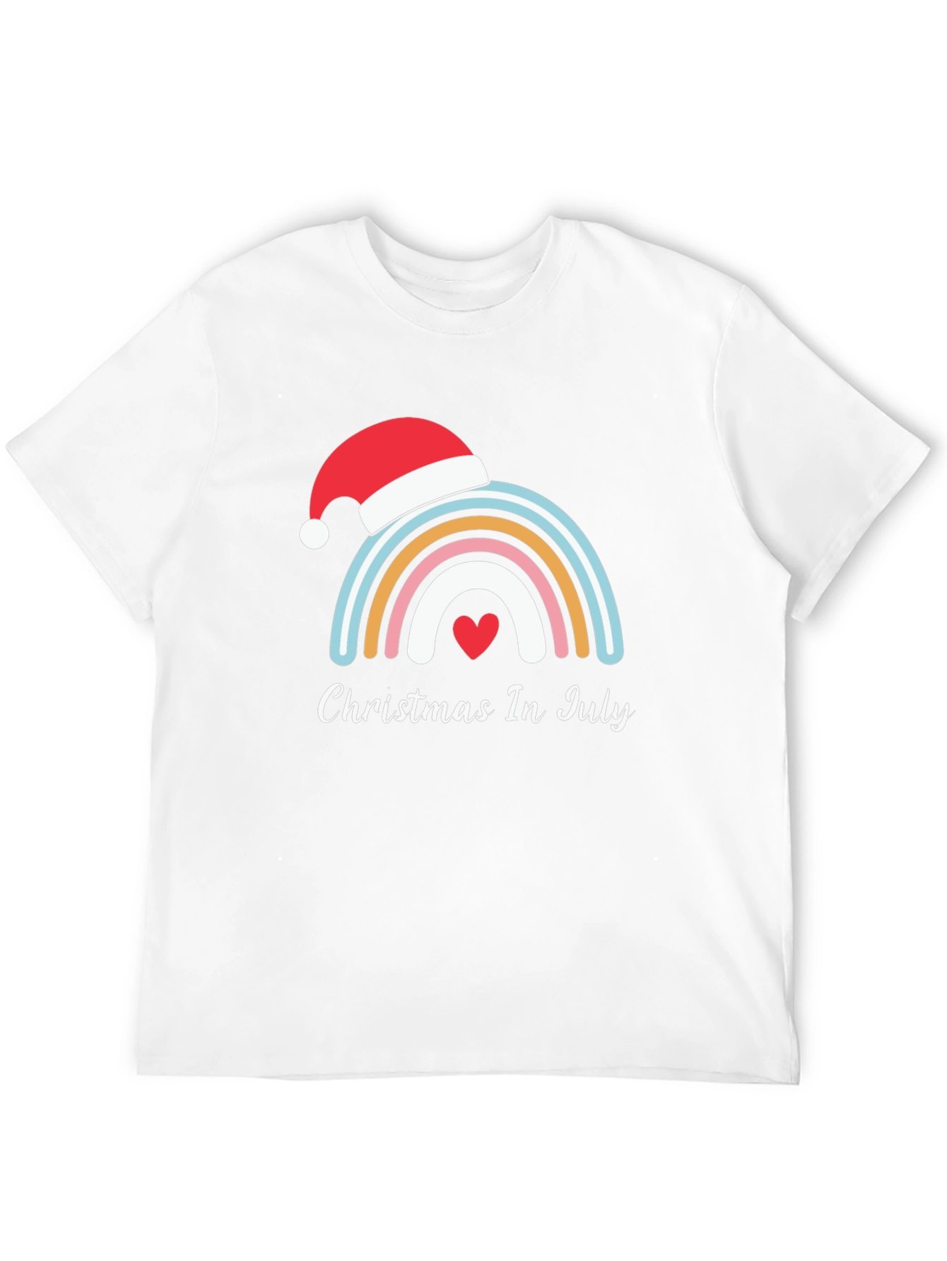 Christmas In July Rainbow Heart T-Shirt