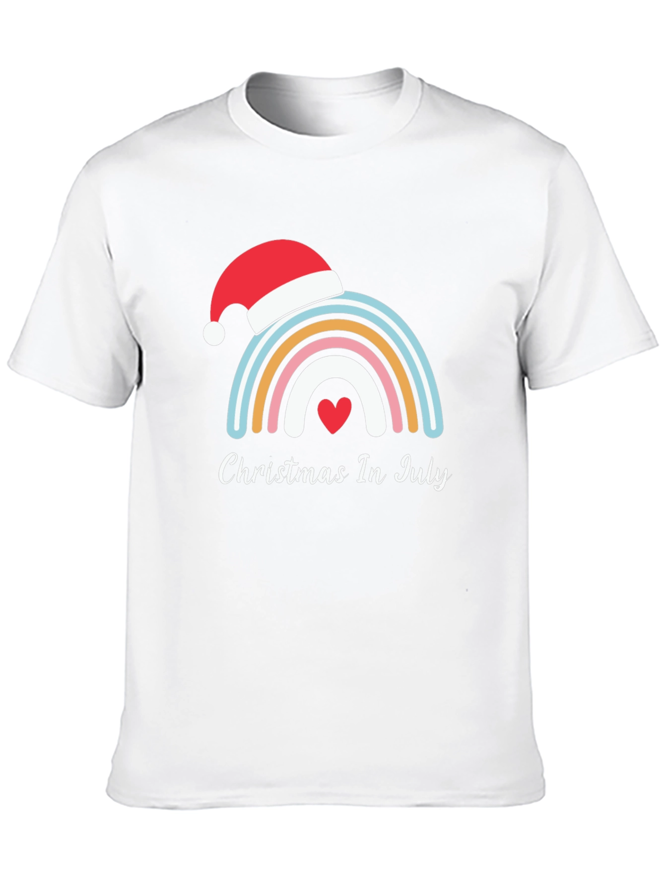 Christmas In July Rainbow Heart T-Shirt