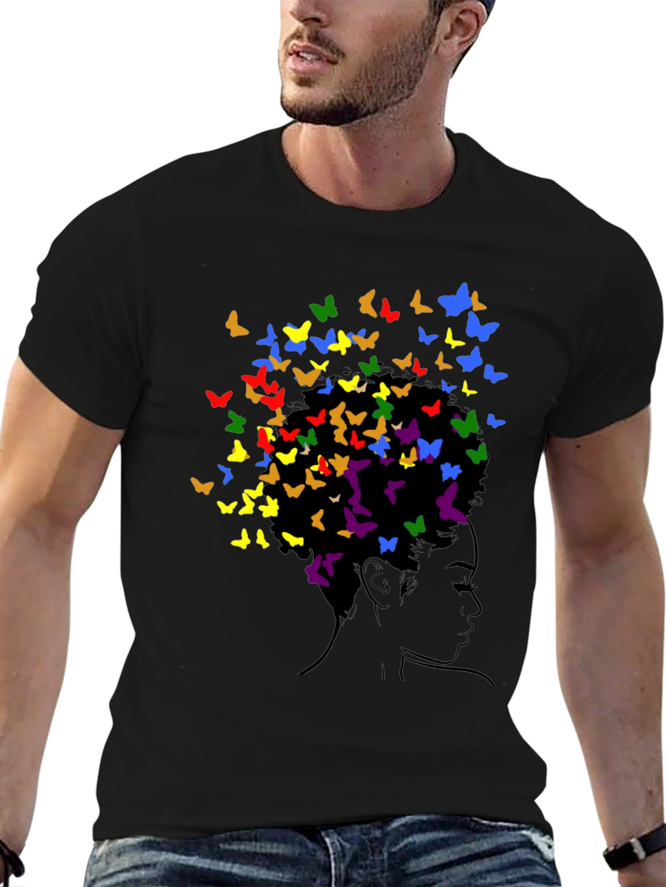 Butterfly Girl Graphic Black T-Shirt