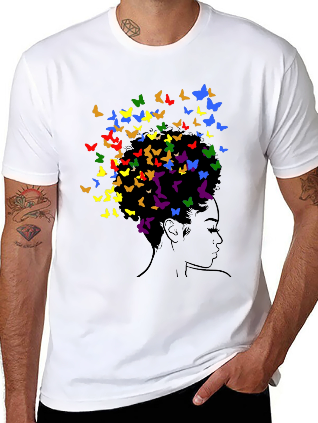 Butterfly Girl Graphic Black T-Shirt