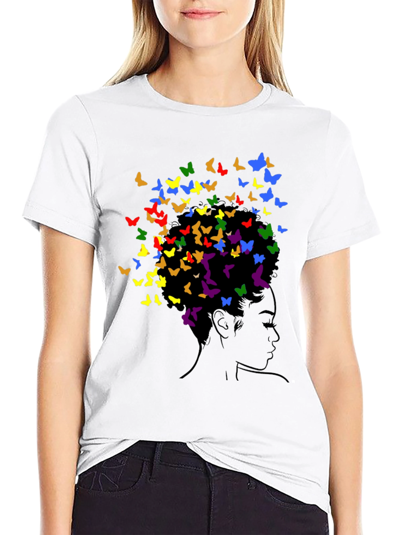 Butterfly Girl Graphic Black T-Shirt