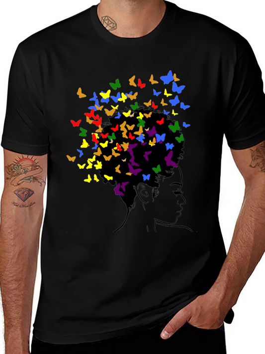 Butterfly Girl Graphic Black T-Shirt
