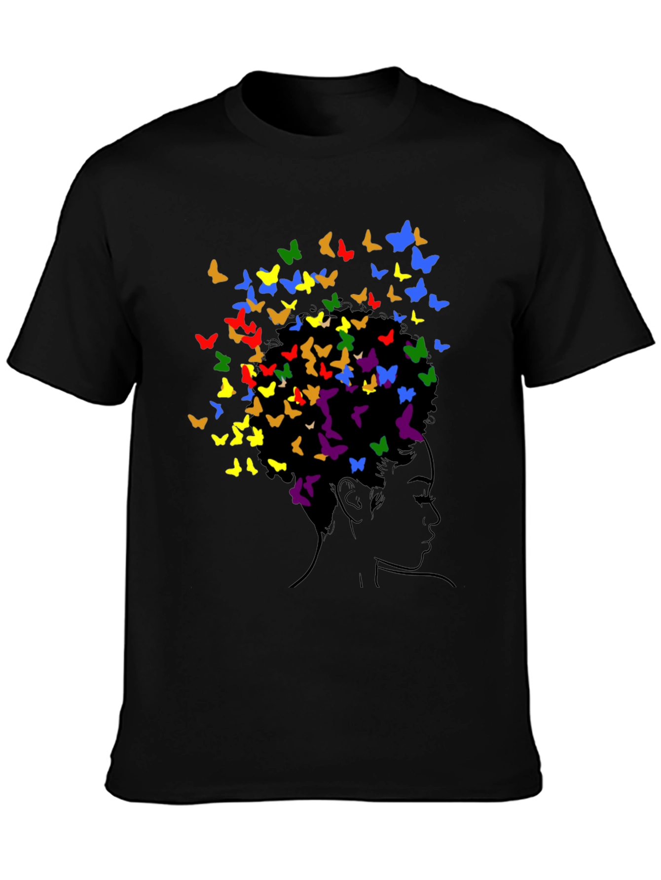 Butterfly Girl Graphic Black T-Shirt