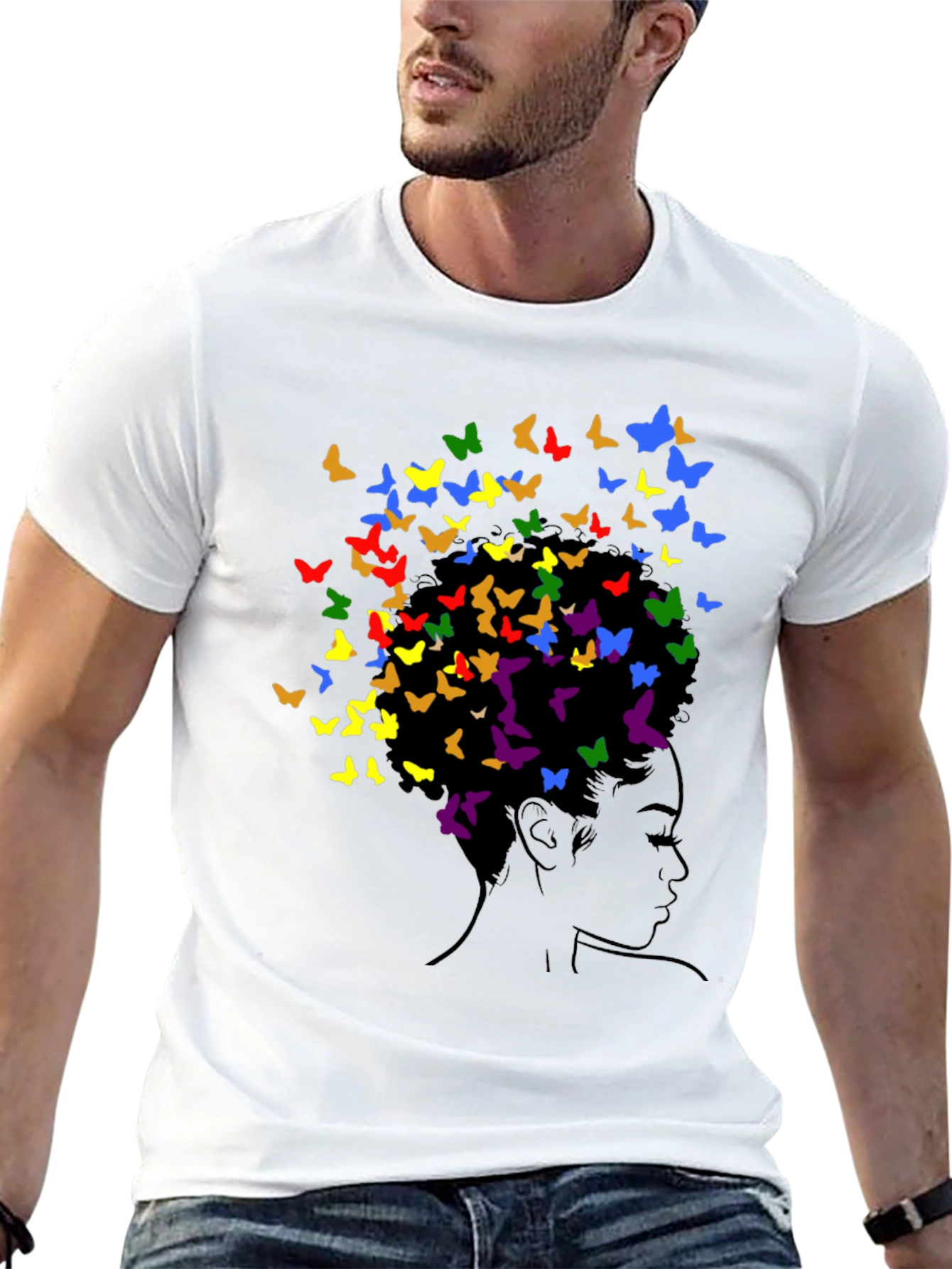 Butterfly Girl Graphic Black T-Shirt
