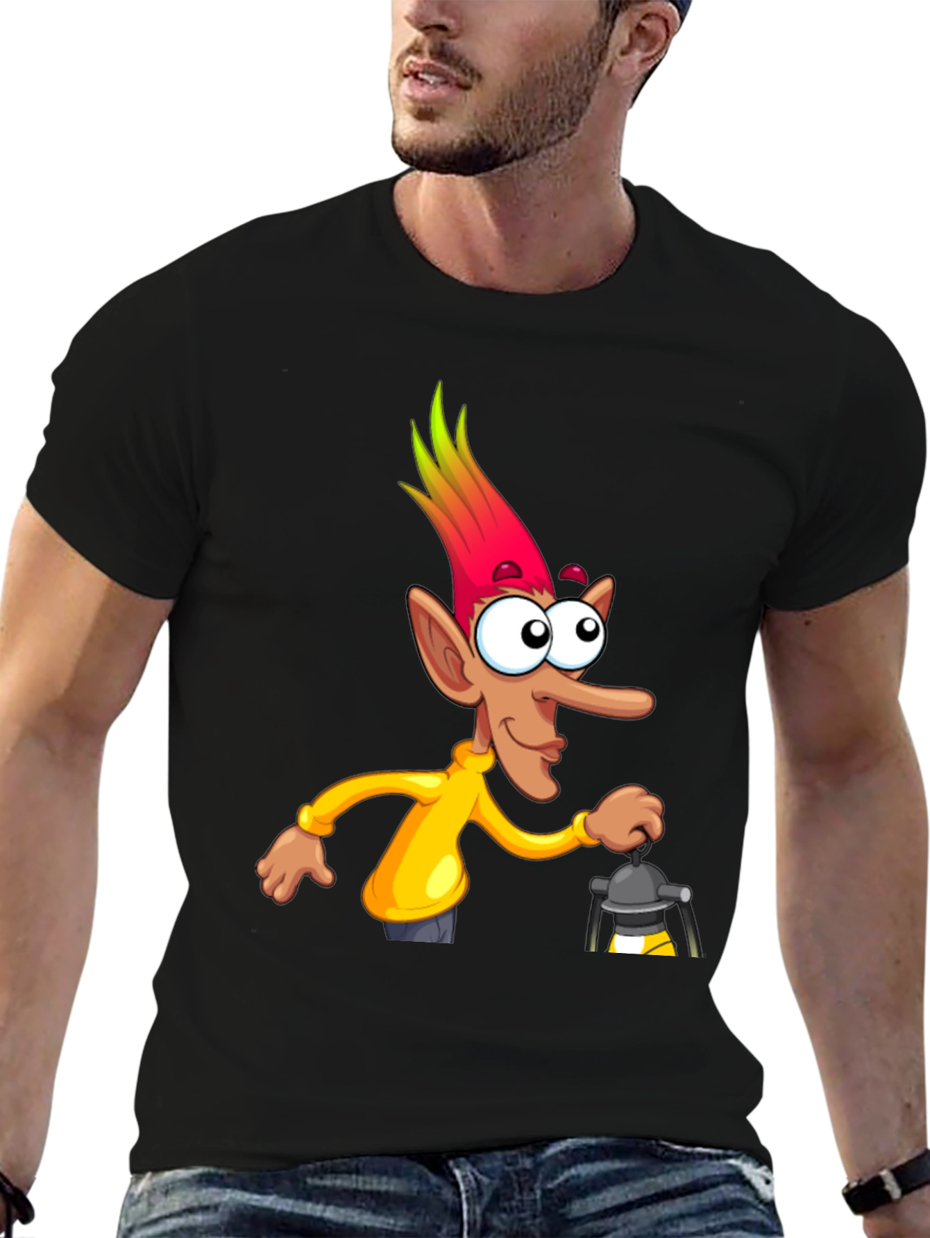 Funny Cartoon Character T-Shirt - Black