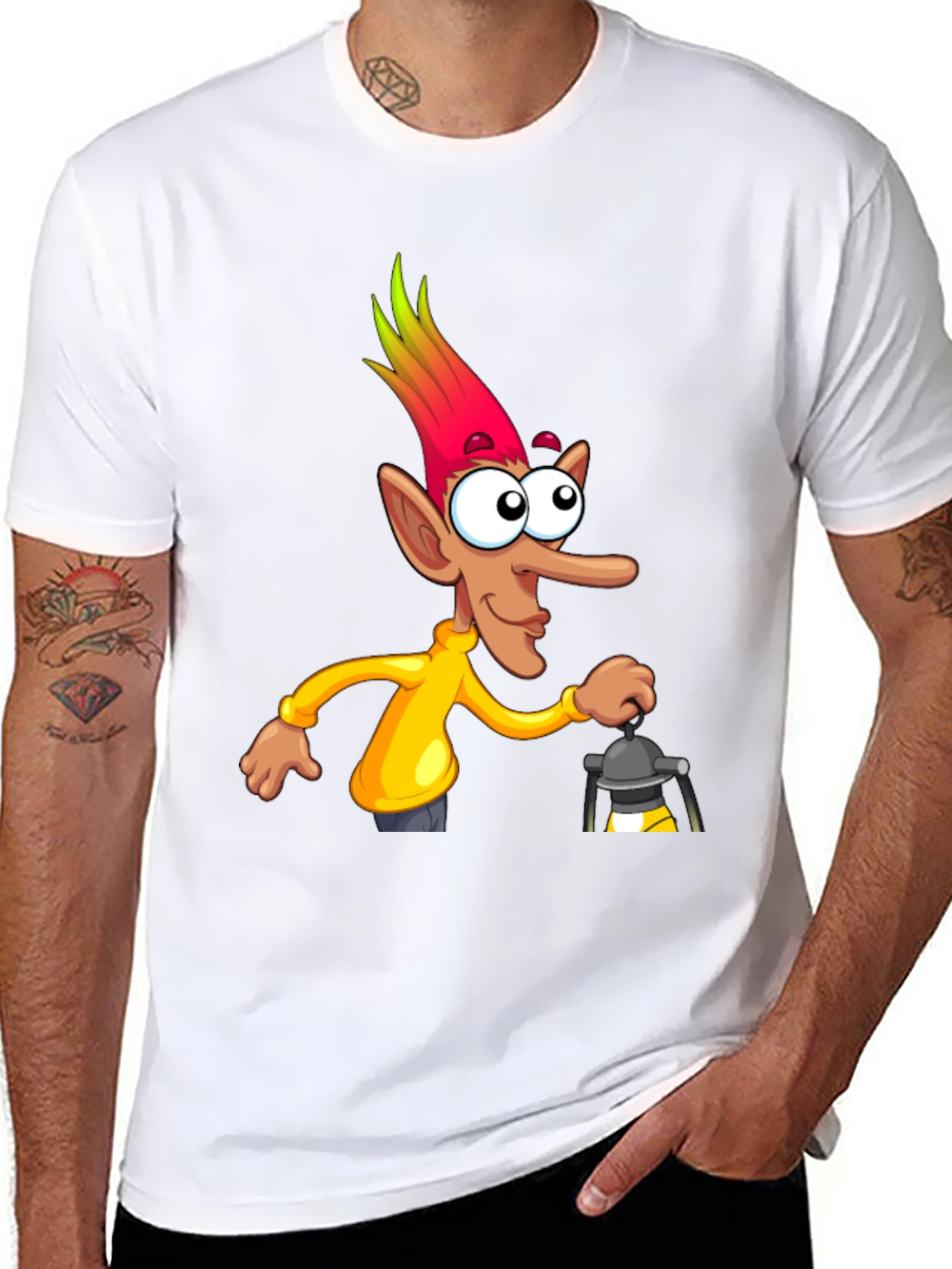 Funny Cartoon Character T-Shirt - Black
