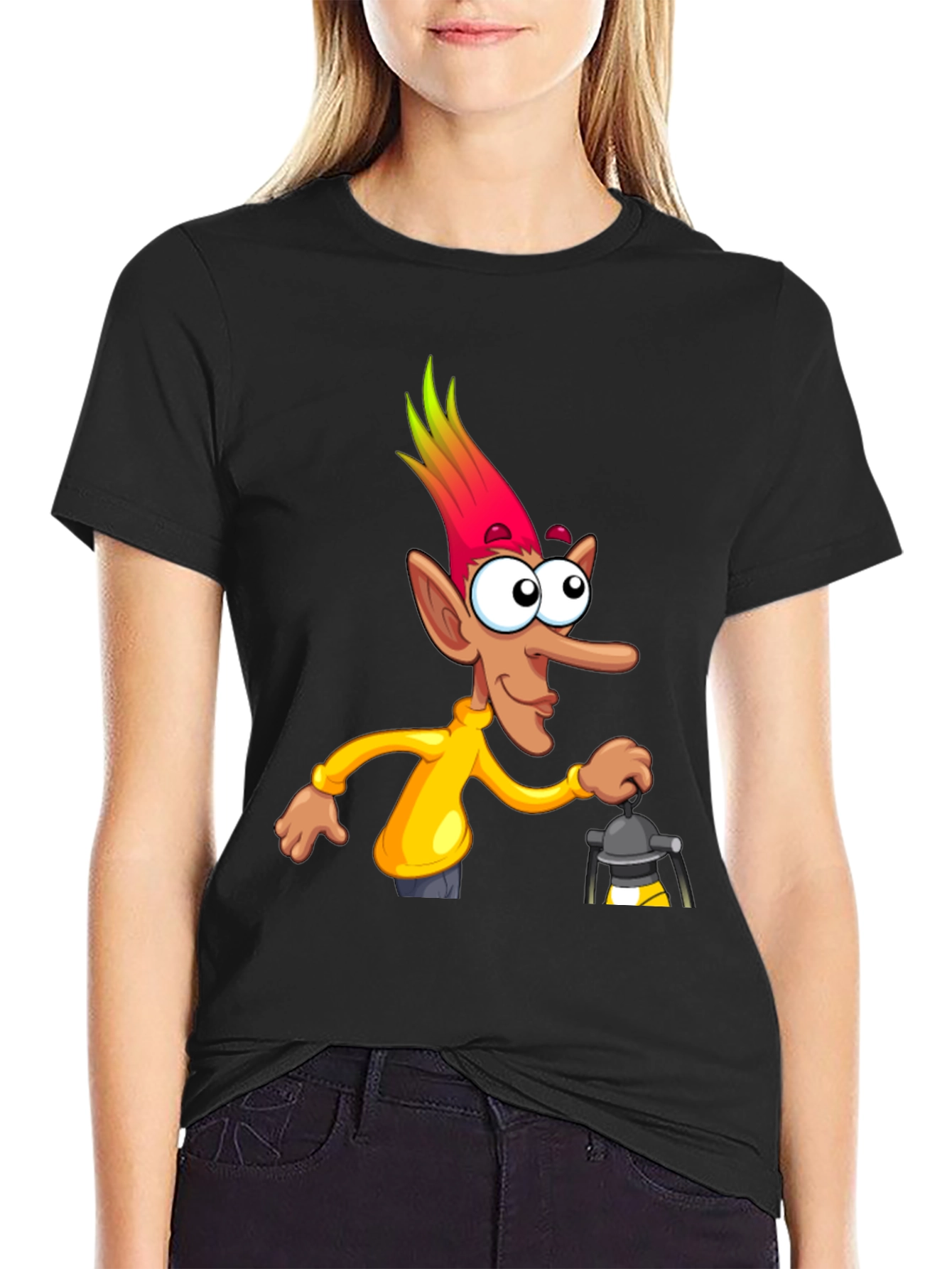 Funny Cartoon Character T-Shirt - Black