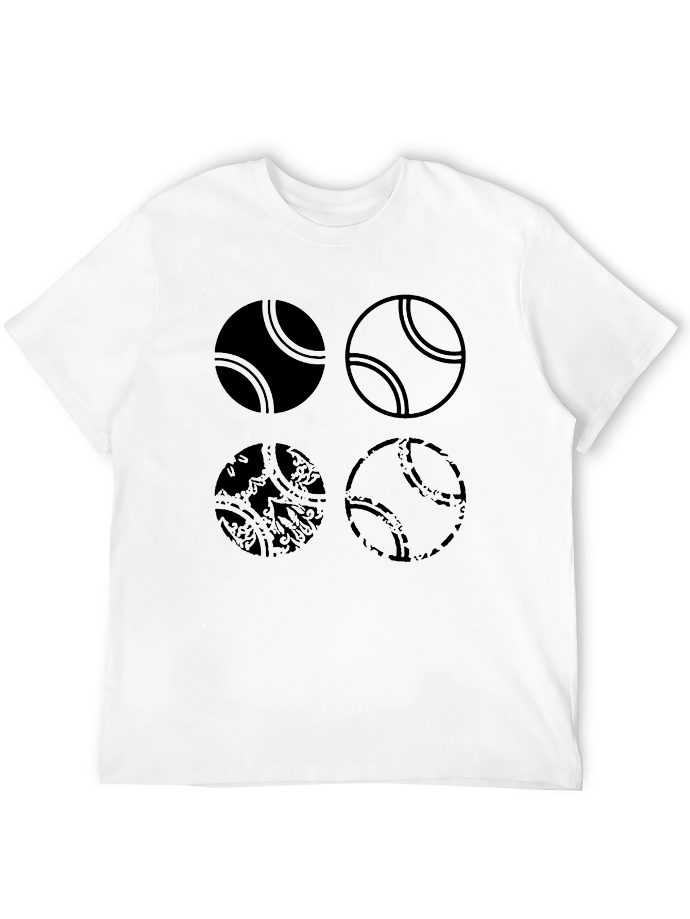 Tennis Ball Graphic Tee - Black Cotton T-Shirt