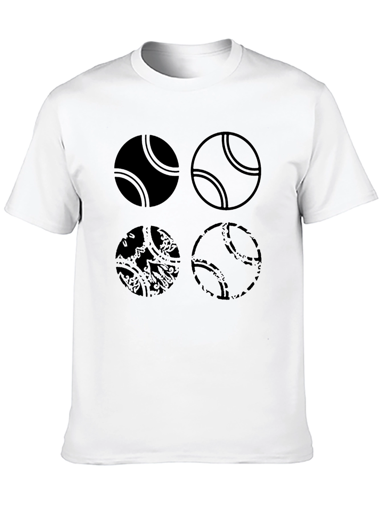 Tennis Ball Graphic Tee - Black Cotton T-Shirt