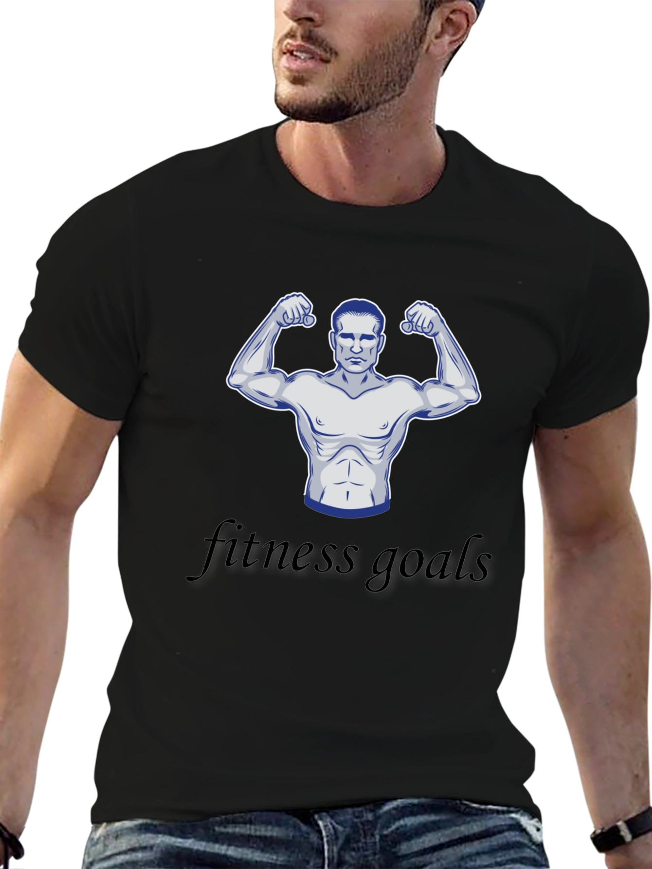 Fitness Goals Black Graphic T-Shirt