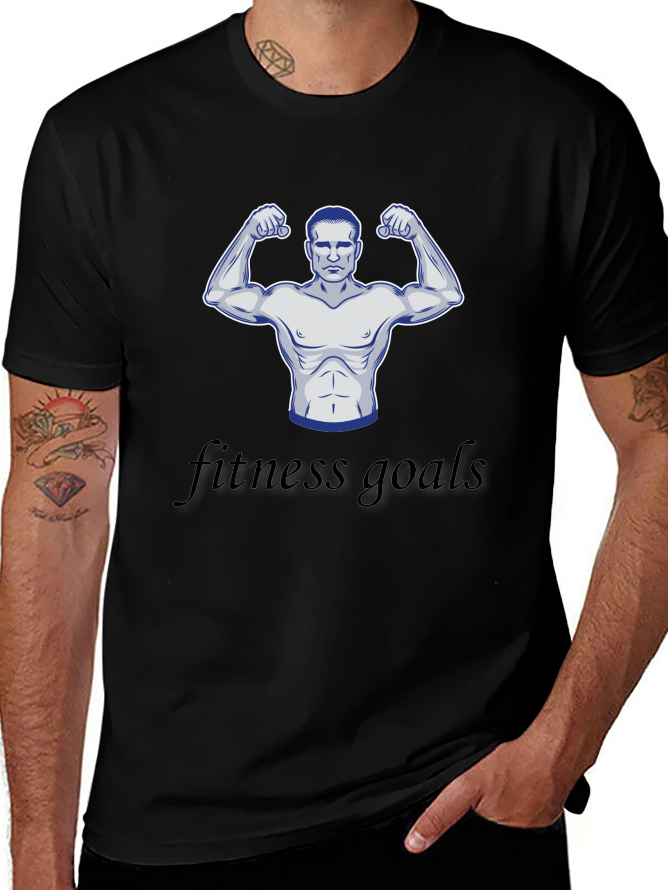 Fitness Goals Black Graphic T-Shirt