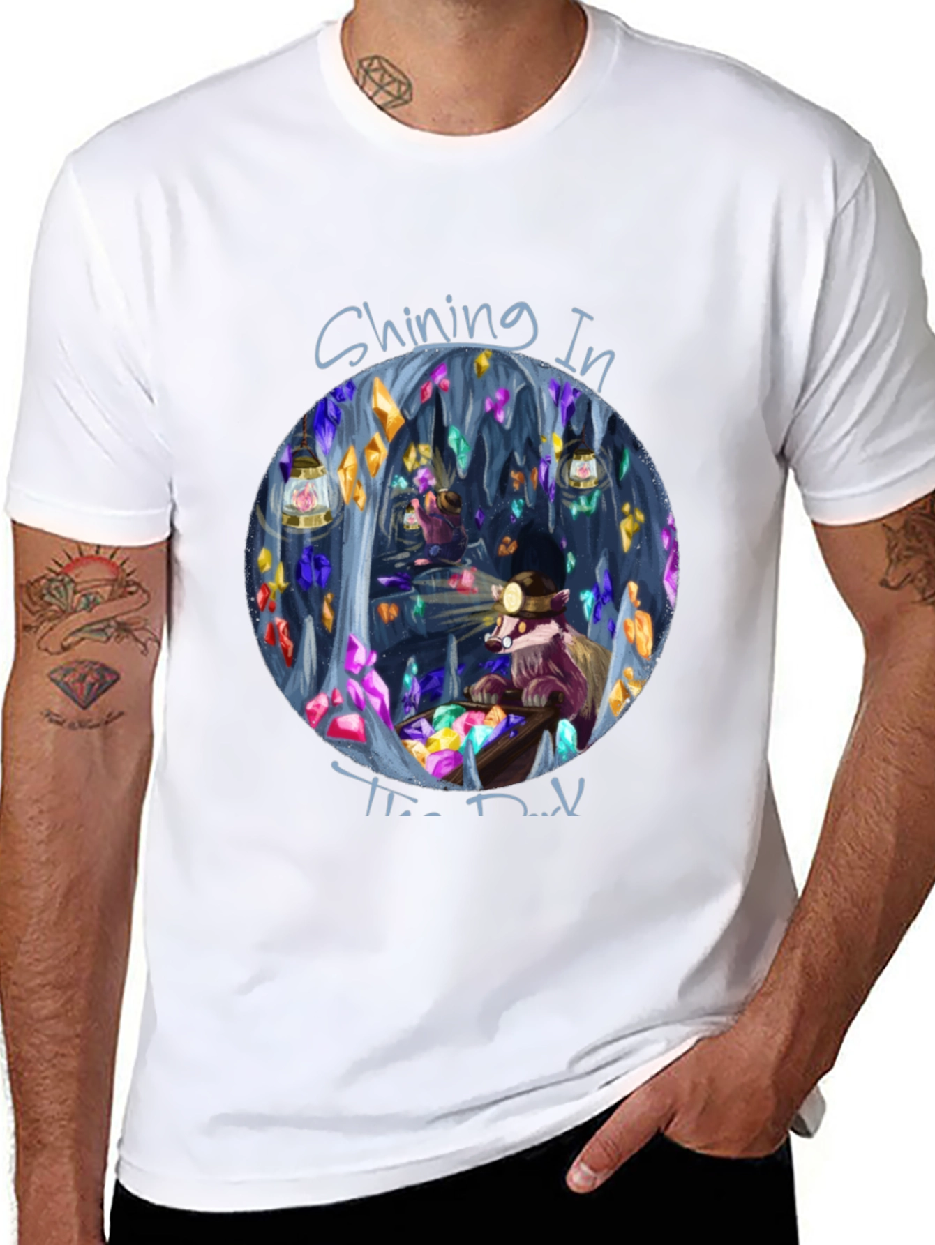 Shining in the Dark T-Shirt Miner Raccoon Design