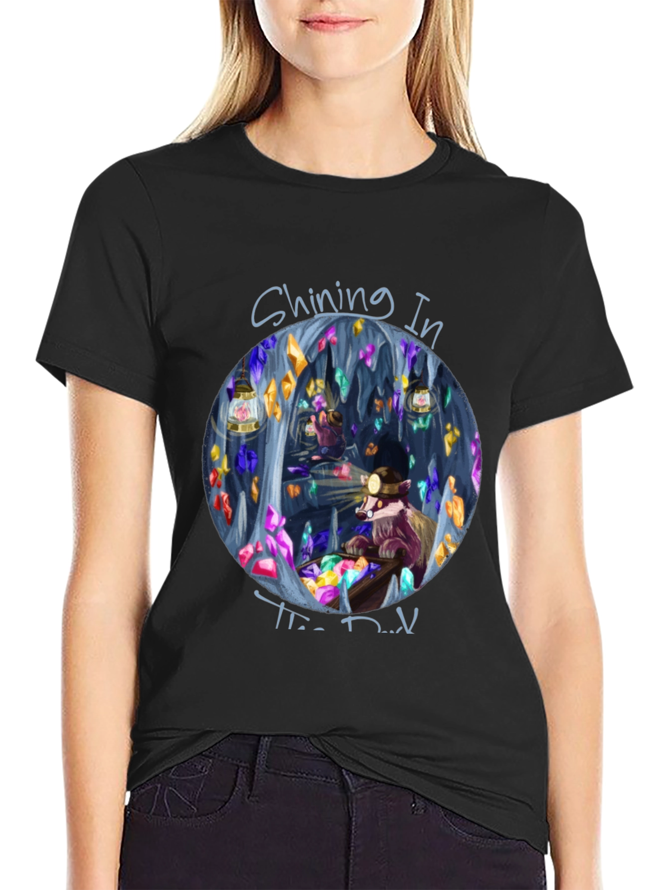 Shining in the Dark T-Shirt Miner Raccoon Design