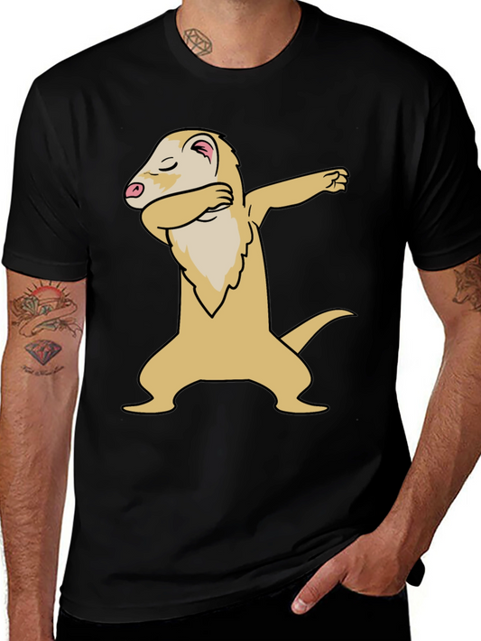 Dabbing Ferret Graphic T-Shirt - Cool Animal Tee