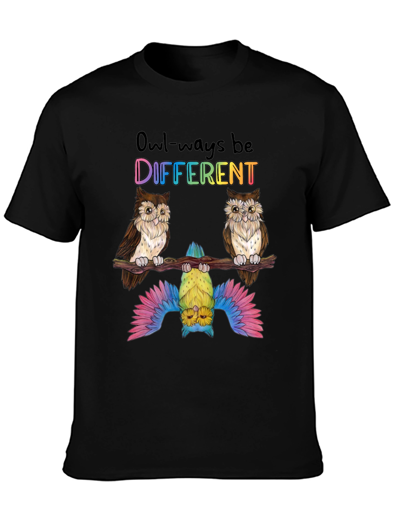 Owl-ways Be Different Graphic T-Shirt - Unique Bird Design