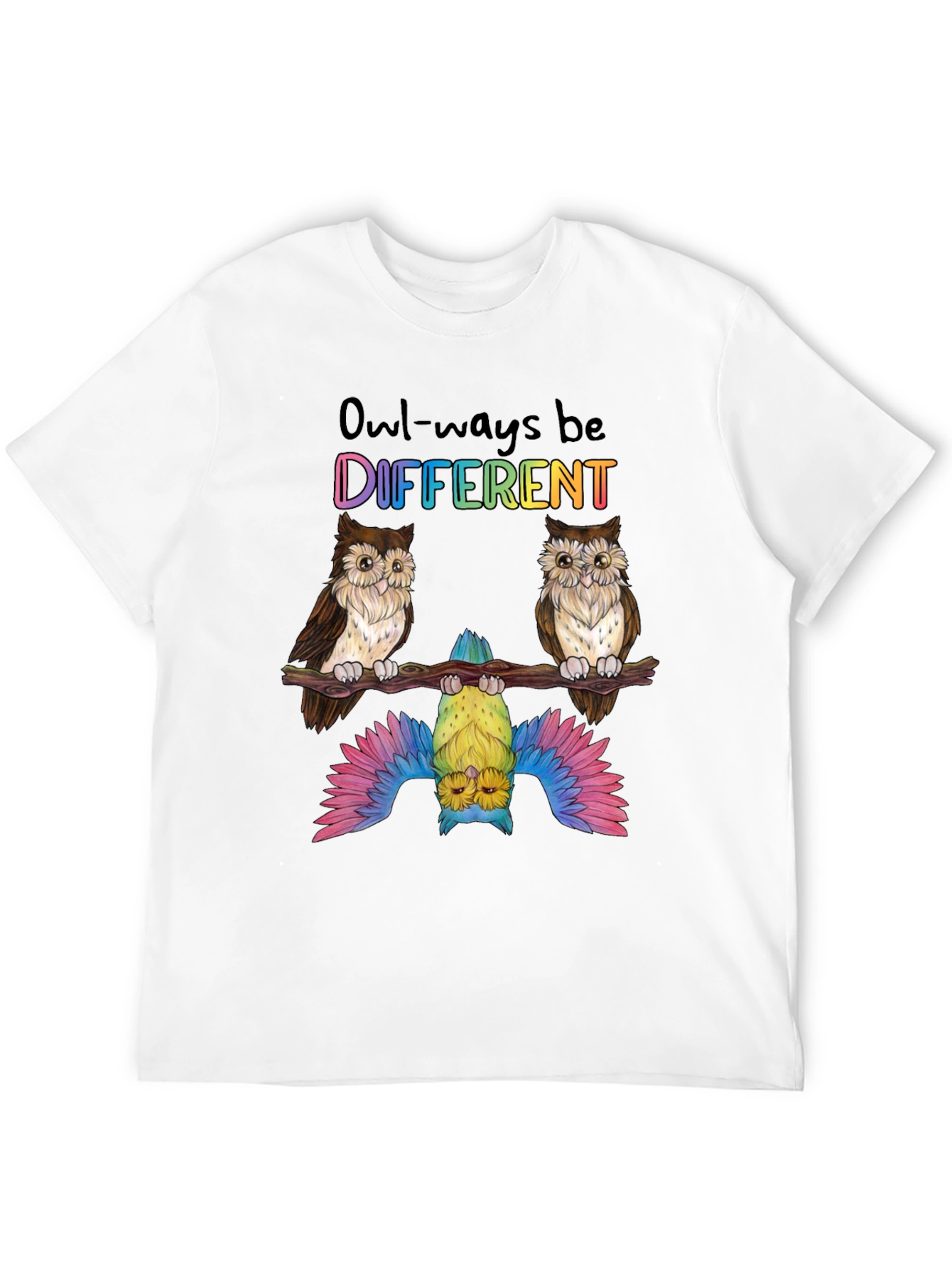 Owl-ways Be Different Graphic T-Shirt - Unique Bird Design