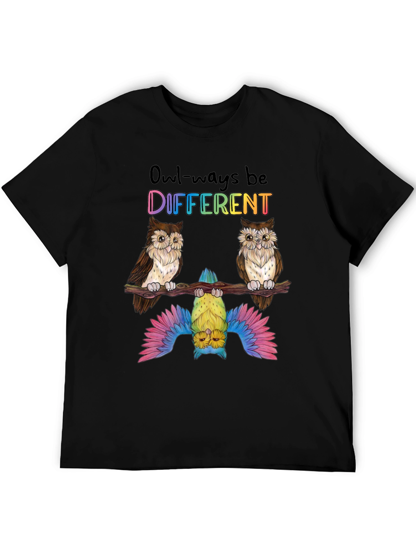 Owl-ways Be Different Graphic T-Shirt - Unique Bird Design