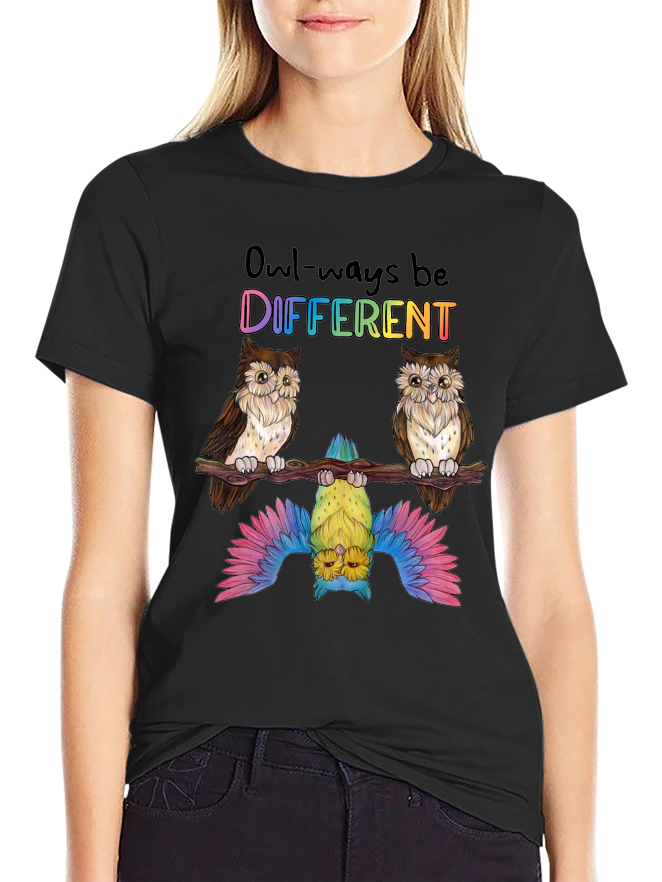 Owl-ways Be Different Graphic T-Shirt - Unique Bird Design