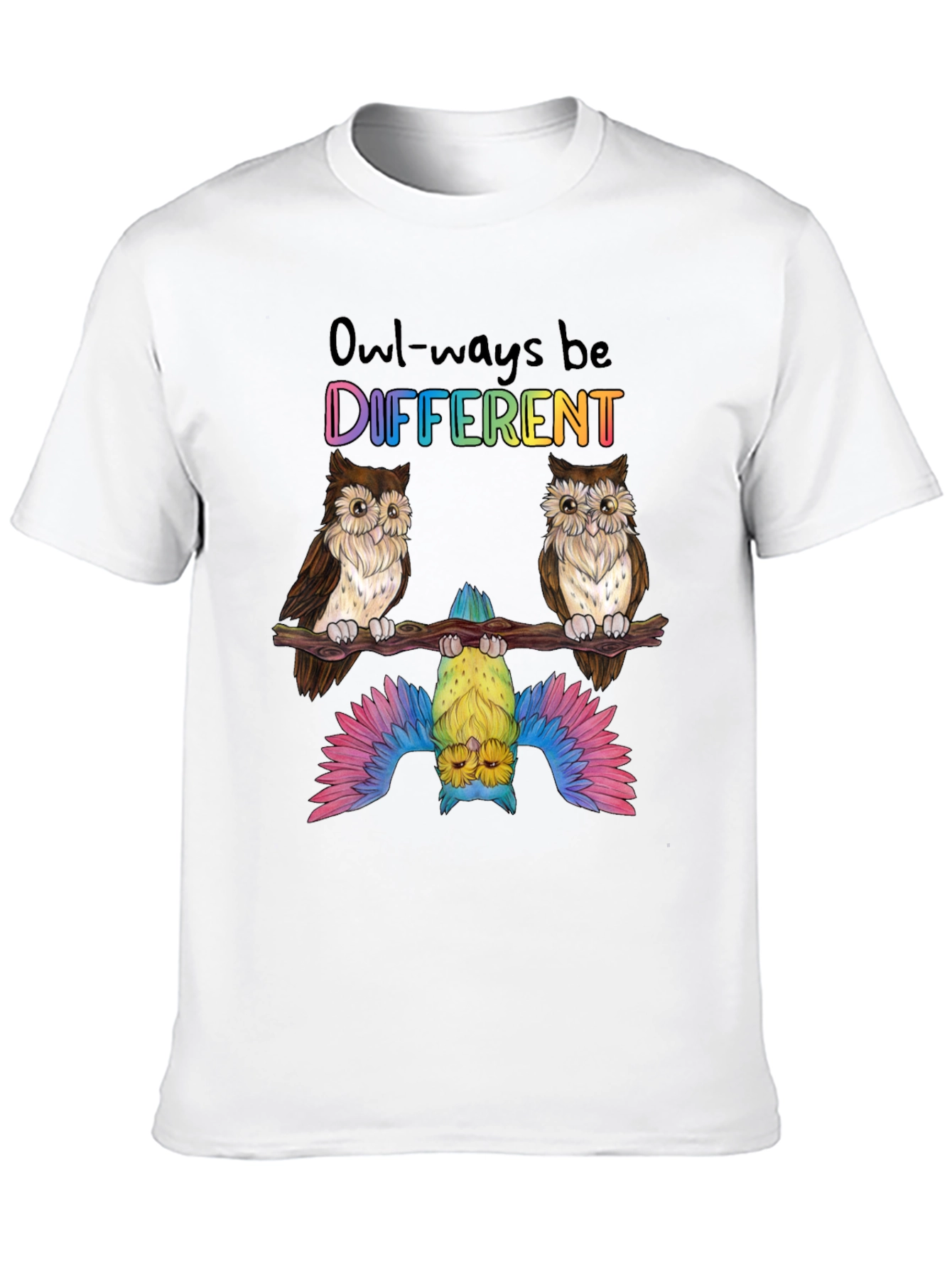 Owl-ways Be Different Graphic T-Shirt - Unique Bird Design