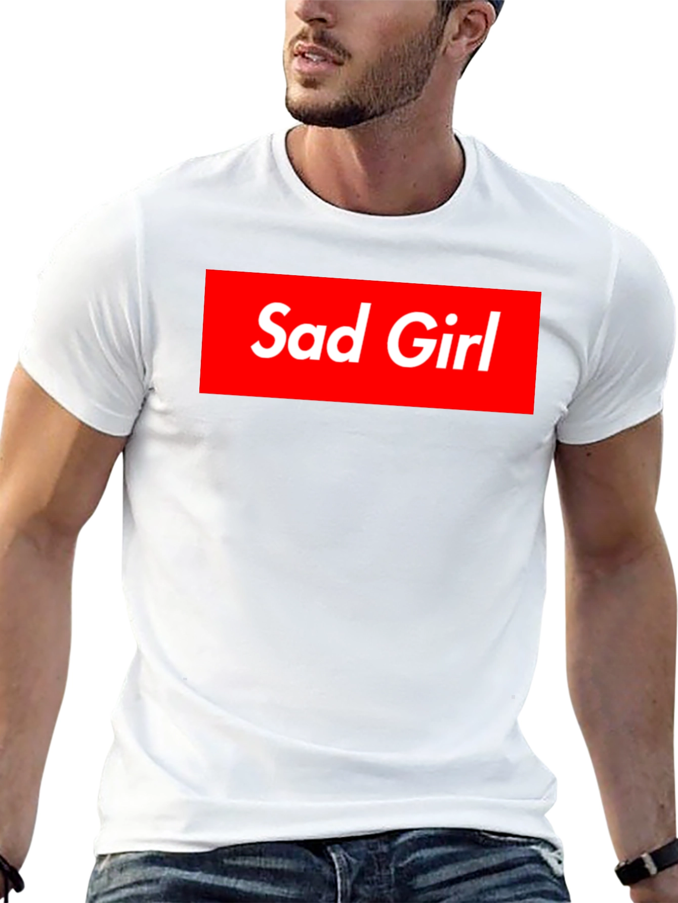 Sad Girl Box Logo T-Shirt - Stylish Streetwear Tee