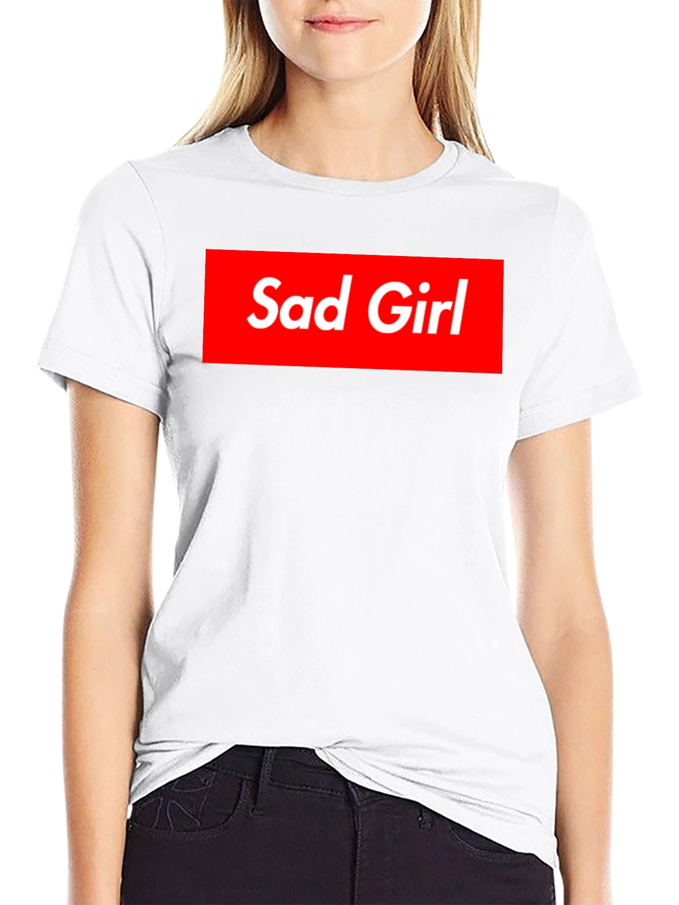 Sad Girl Box Logo T-Shirt - Stylish Streetwear Tee