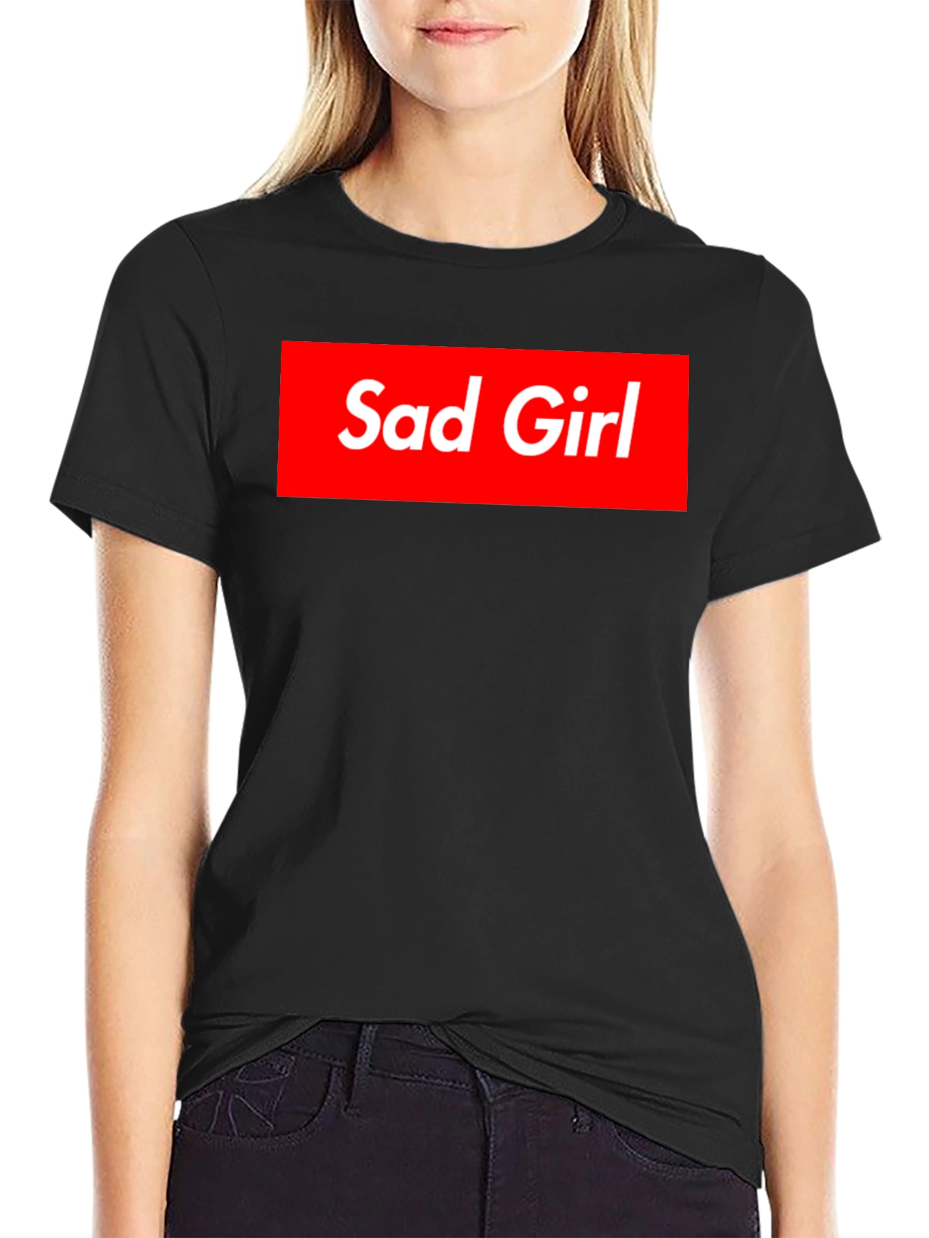 Sad Girl Box Logo T-Shirt - Stylish Streetwear Tee
