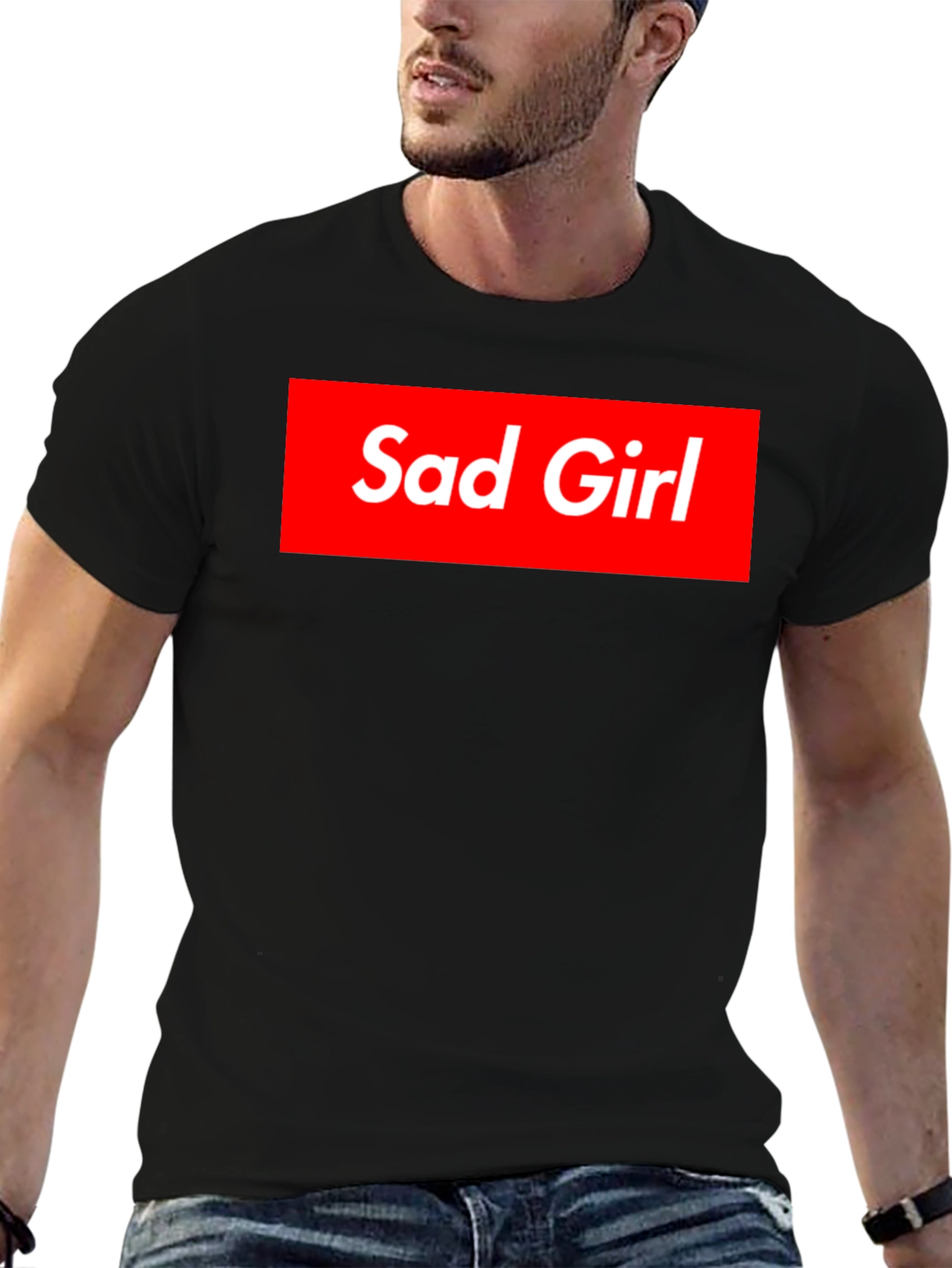 Sad Girl Box Logo T-Shirt - Stylish Streetwear Tee