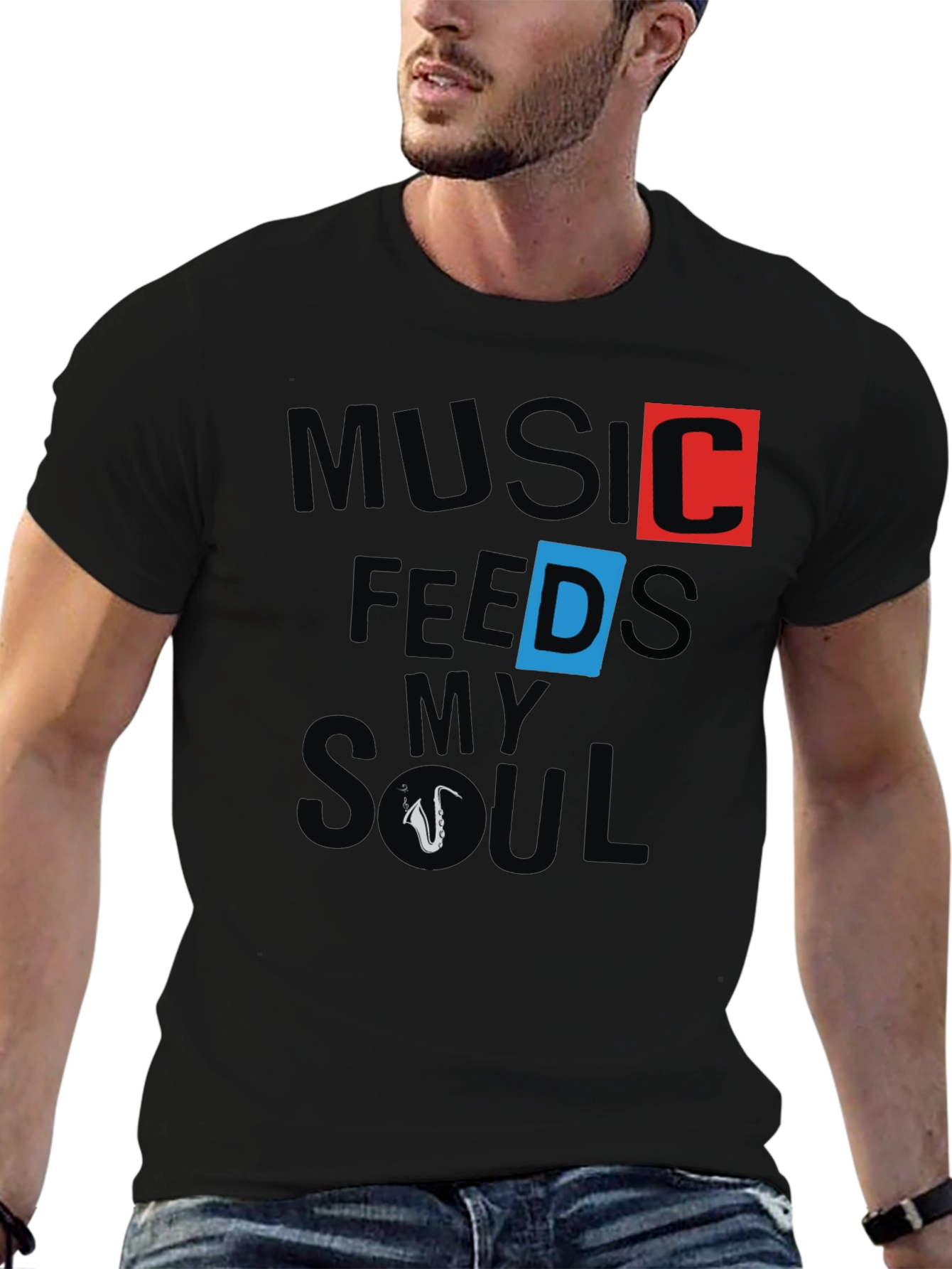 Music Feeds My Soul Graphic Print T-Shirt