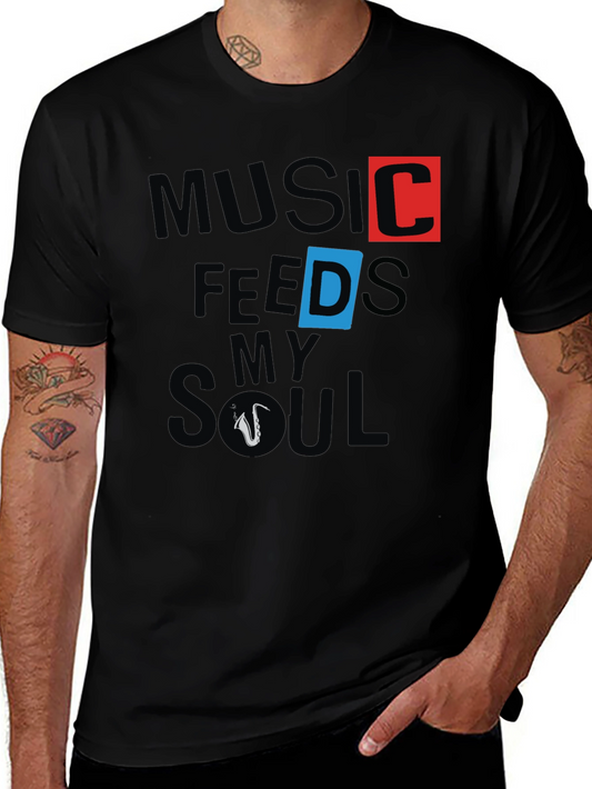 Music Feeds My Soul Graphic Print T-Shirt