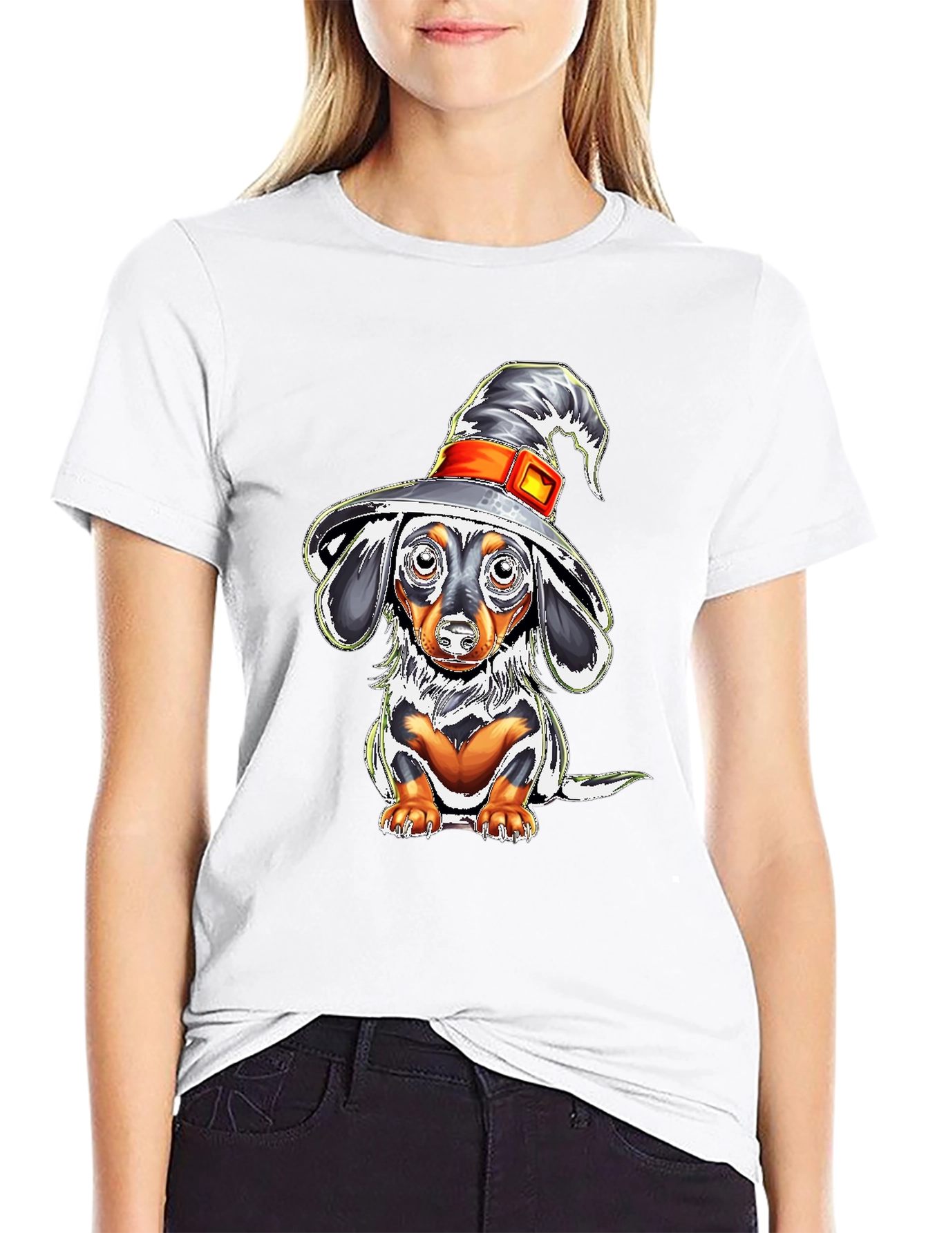 Witch Dachshund T-Shirt - Halloween Dog Tee