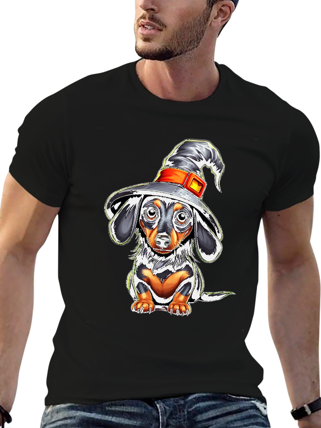 Witch Dachshund T-Shirt - Halloween Dog Tee