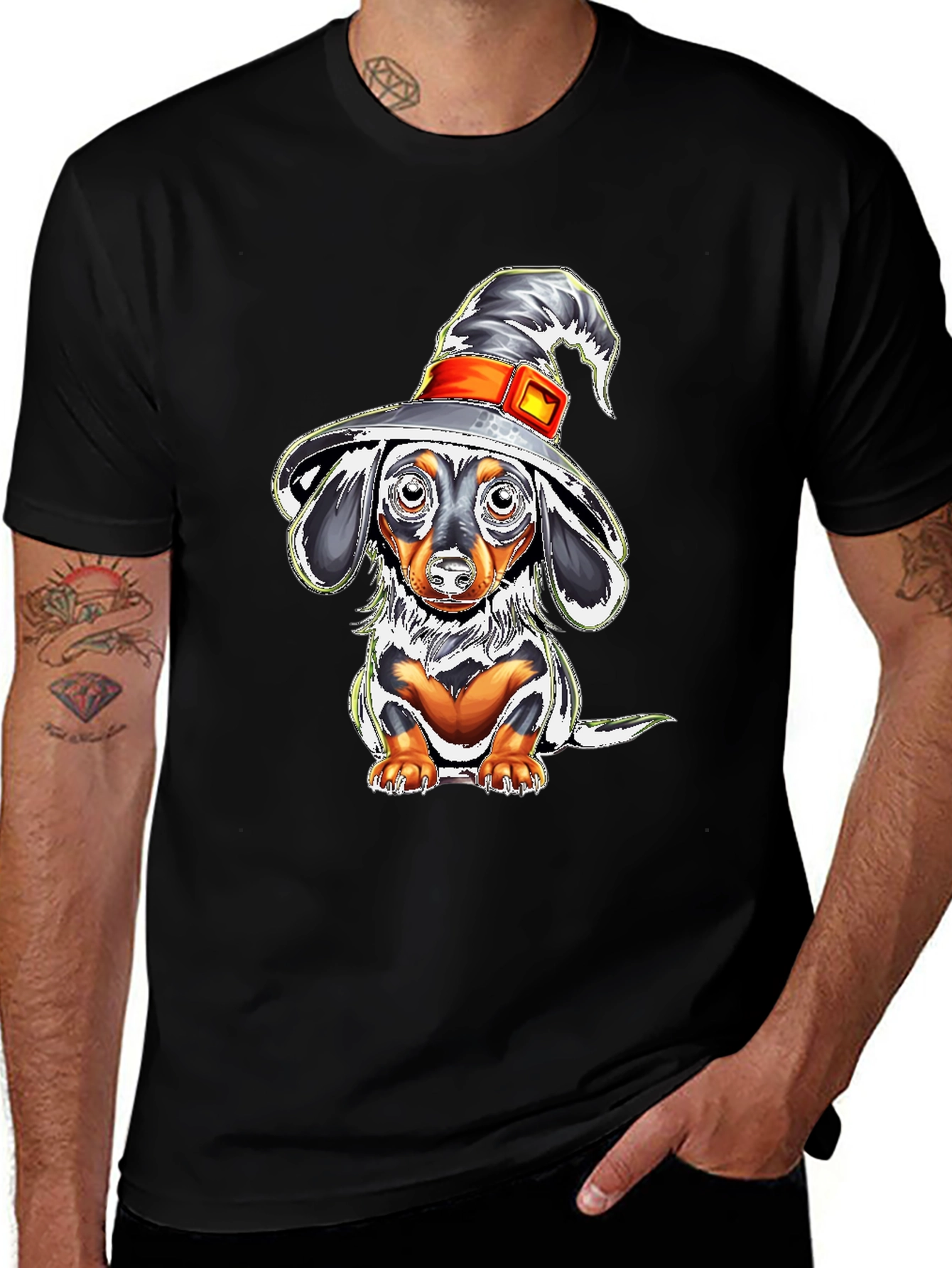 Witch Dachshund T-Shirt - Halloween Dog Tee