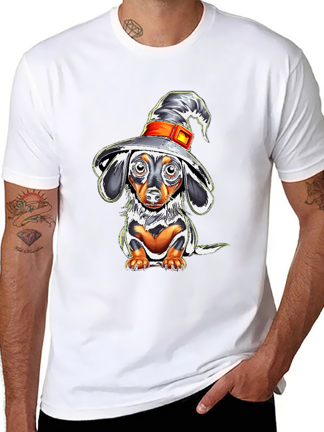 Witch Dachshund T-Shirt - Halloween Dog Tee