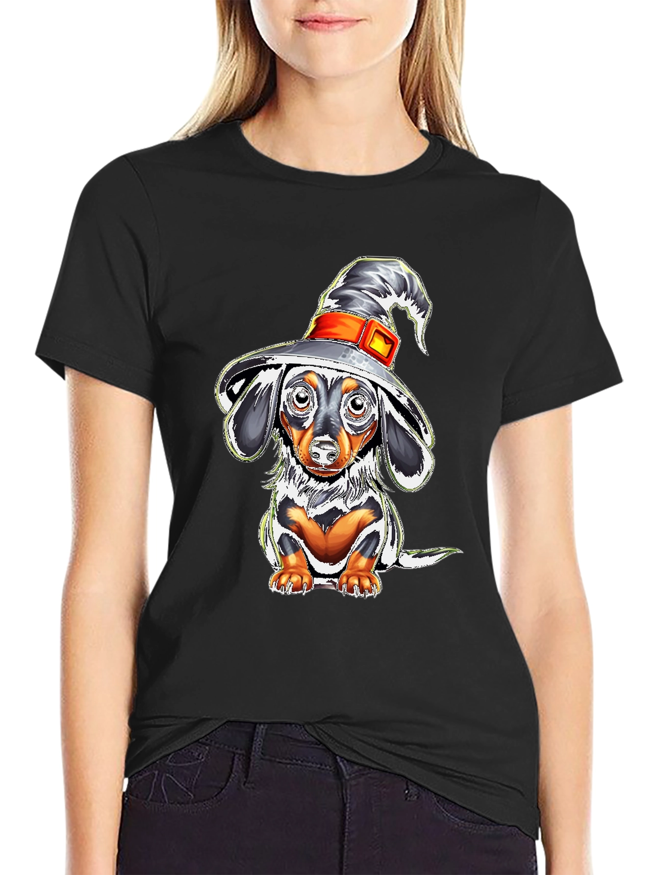 Witch Dachshund T-Shirt - Halloween Dog Tee