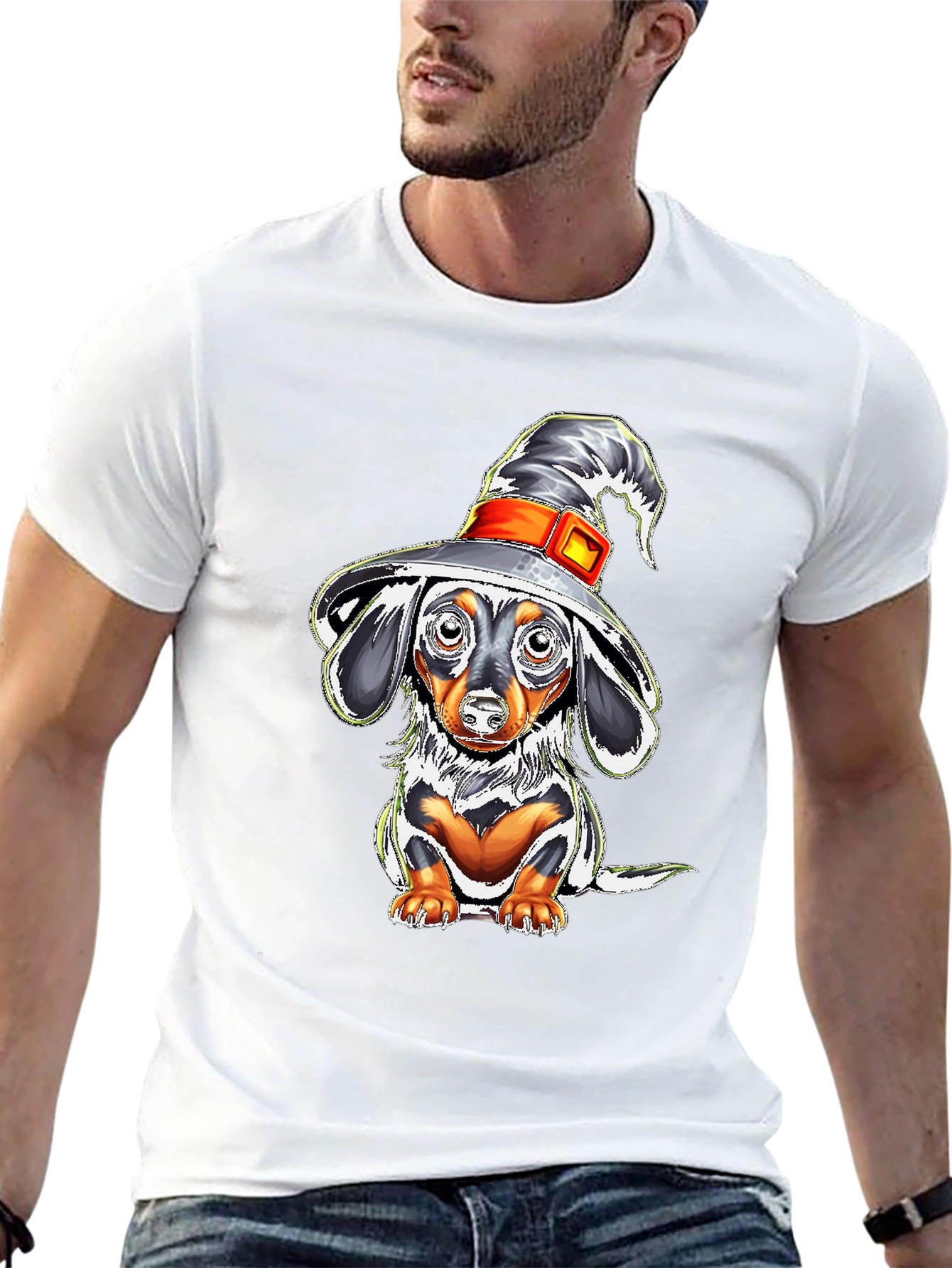 Witch Dachshund T-Shirt - Halloween Dog Tee