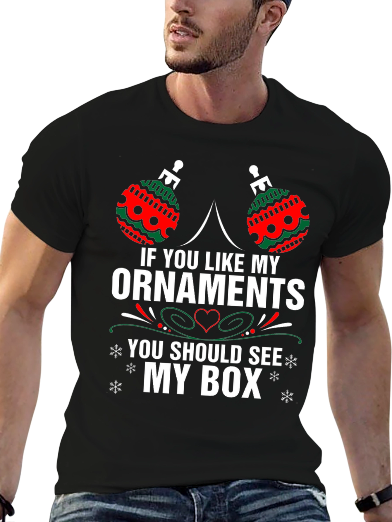 Funny Christmas Ornaments Black T-Shirt