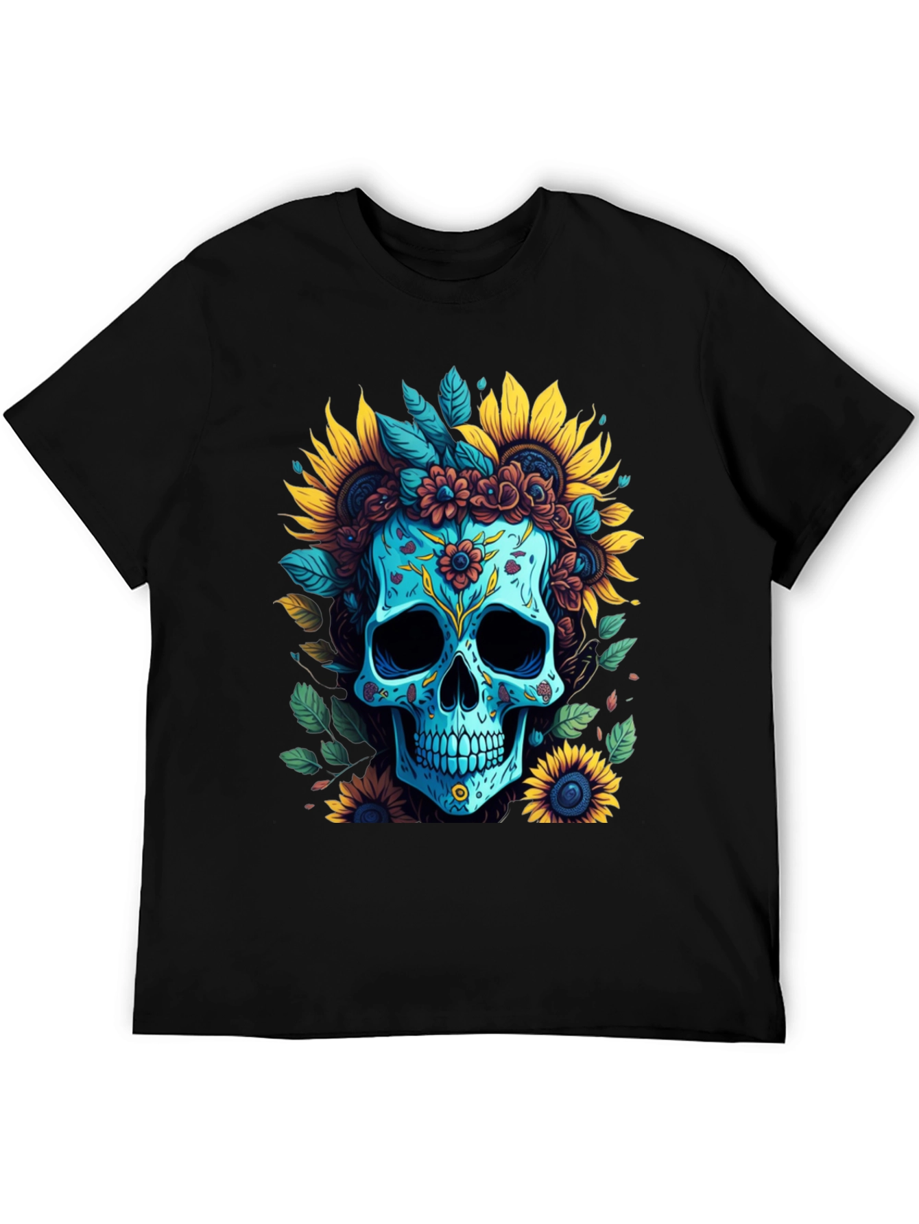 Floral Skull Graphic T-Shirt