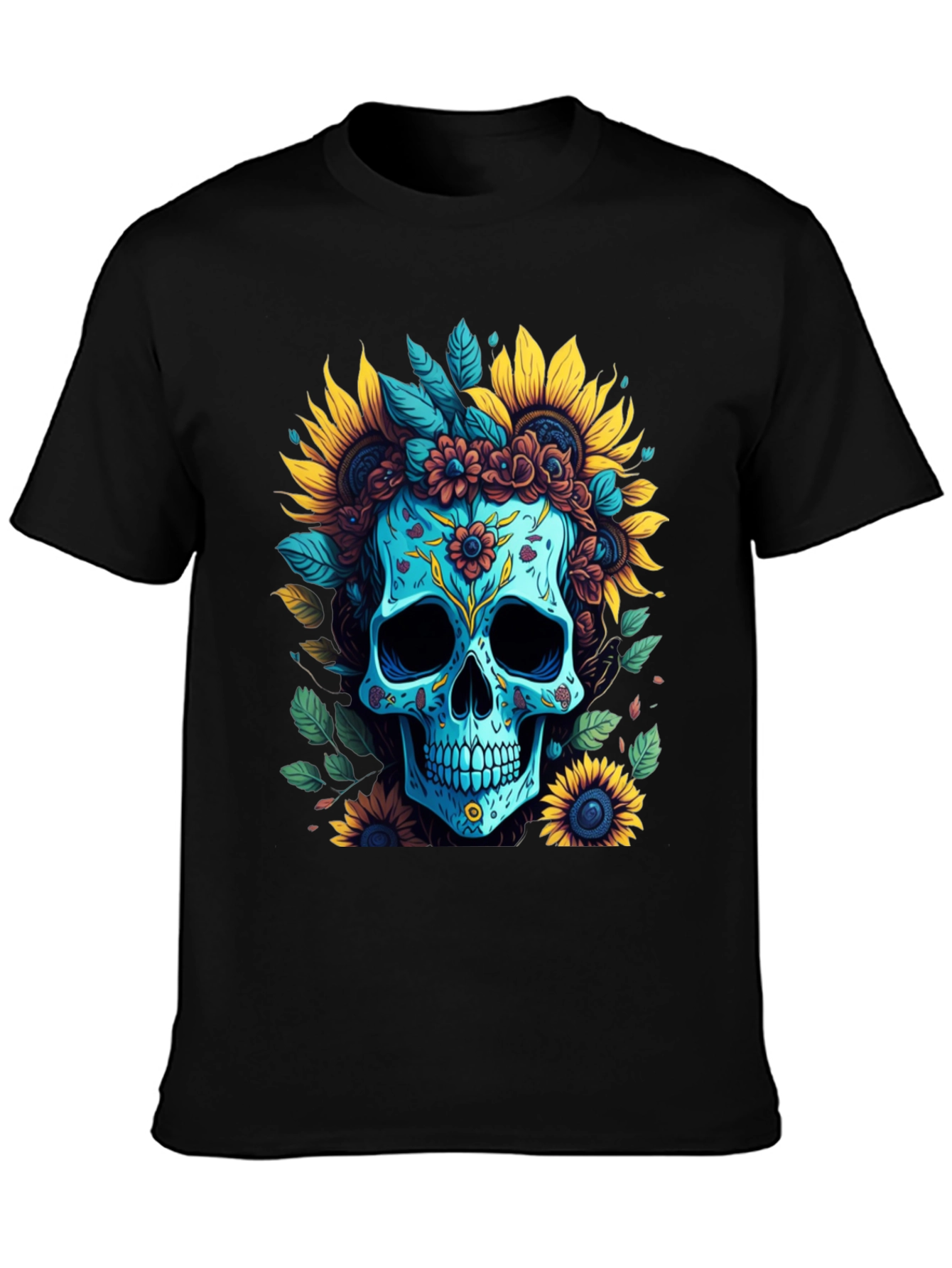 Floral Skull Graphic T-Shirt