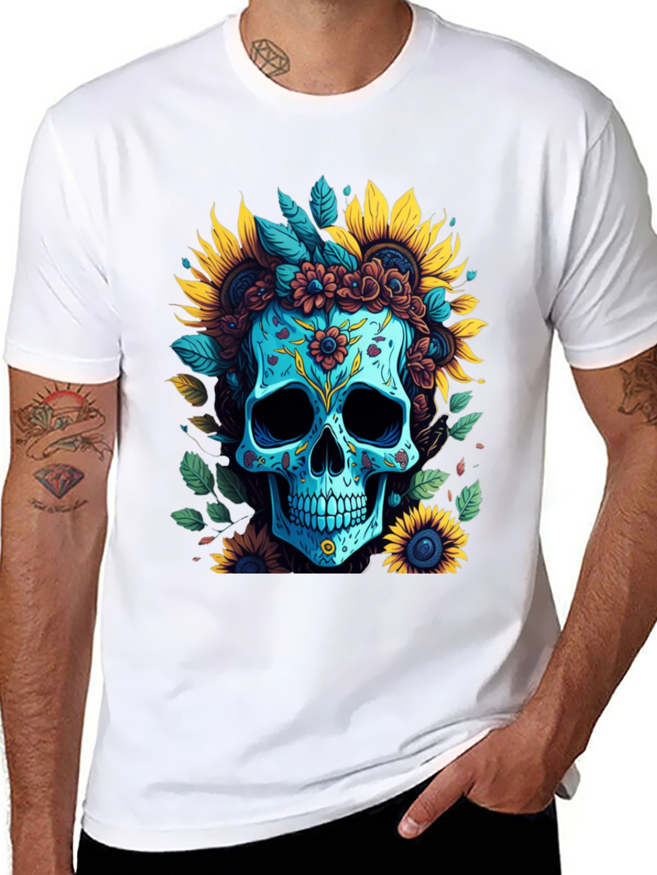 Floral Skull Graphic T-Shirt