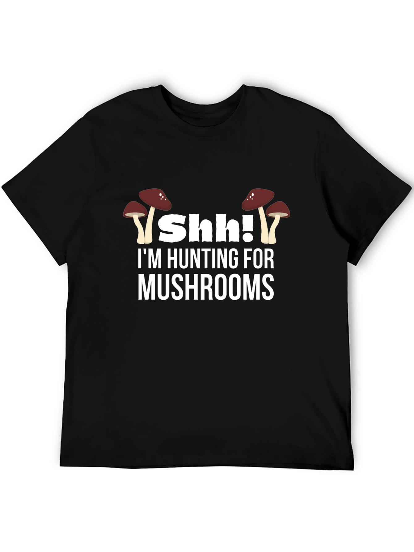 Shh! Hunting Mushrooms Graphic Tee - Black