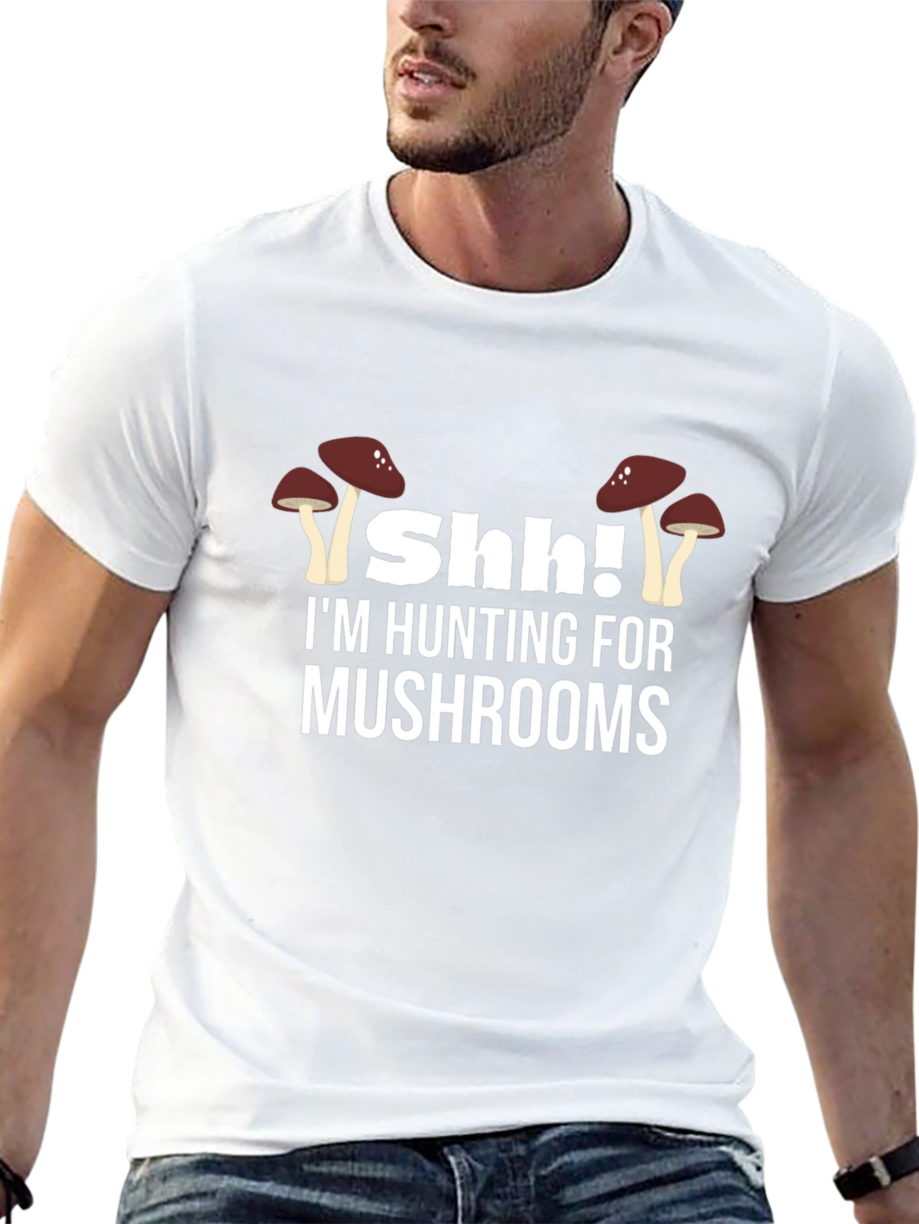 Shh! Hunting Mushrooms Graphic Tee - Black